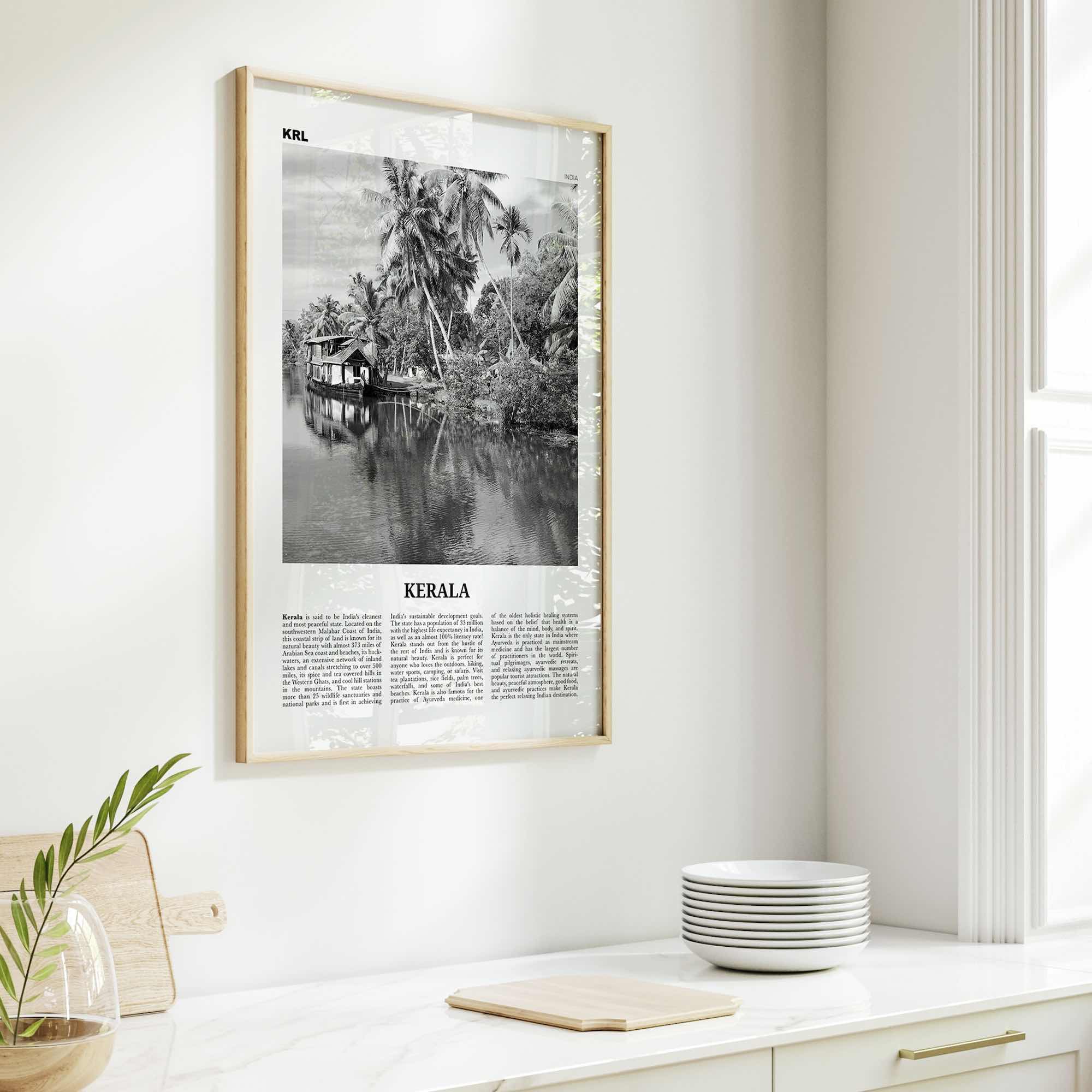 Kerala Print Black and White, Kerala Wall Art, Kerala Poster, Kerala Photo, Kerala Wall Décor, India