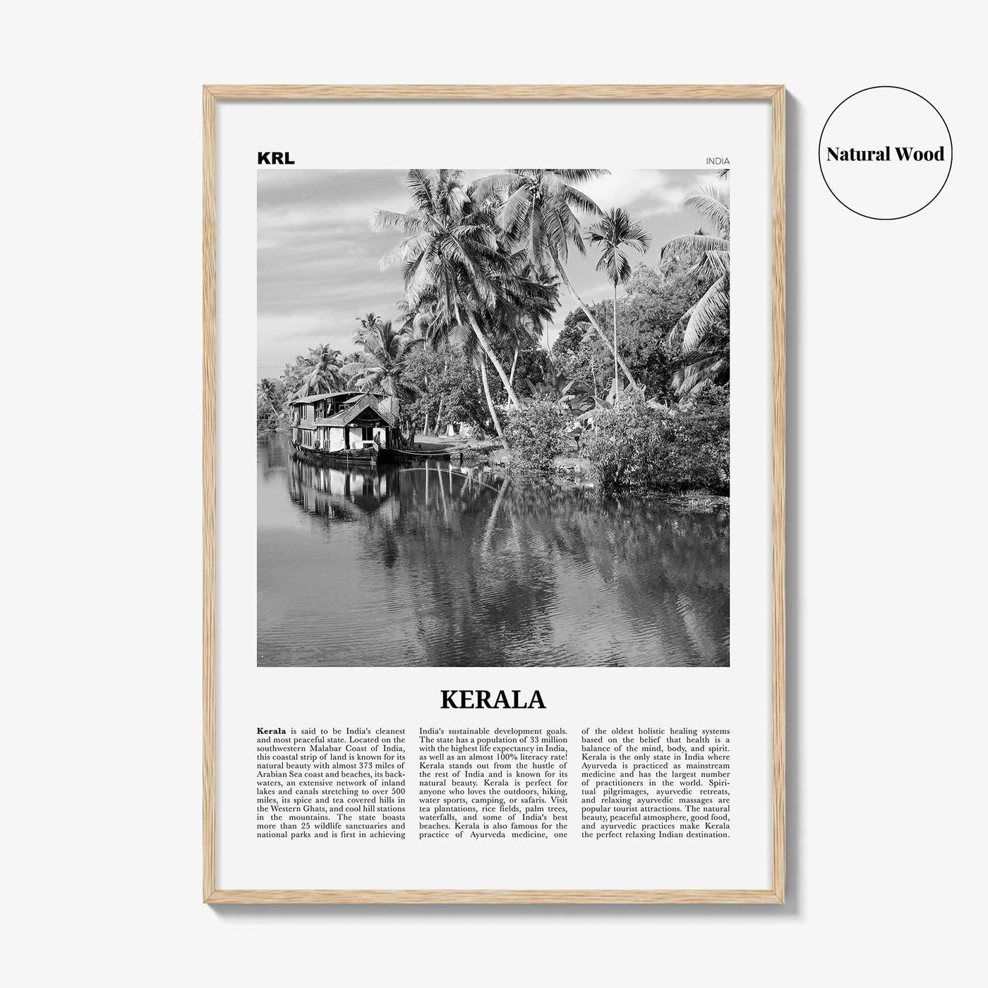 Kerala Print Black and White, Kerala Wall Art, Kerala Poster, Kerala Photo, Kerala Wall Décor, India