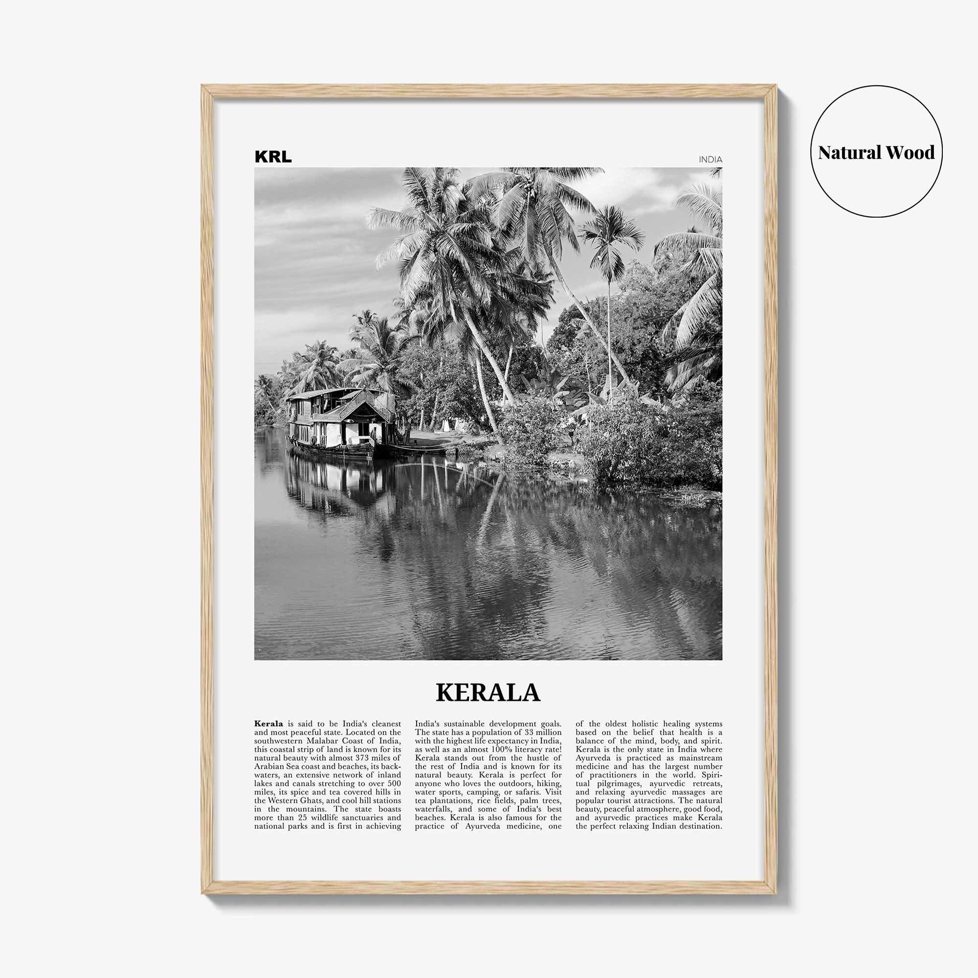 Kerala Print Black and White, Kerala Wall Art, Kerala Poster, Kerala Photo, Kerala Wall Décor, India