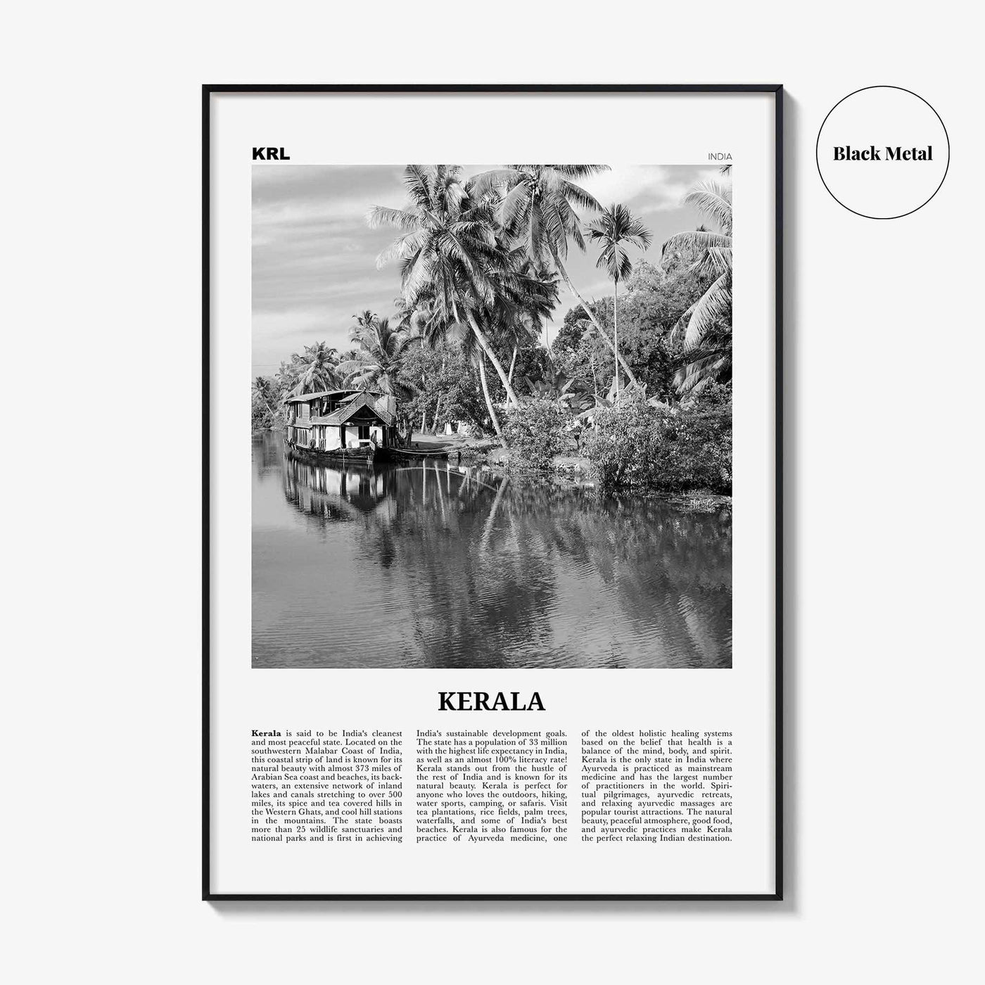 Kerala Print Black and White, Kerala Wall Art, Kerala Poster, Kerala Photo, Kerala Wall Décor, India