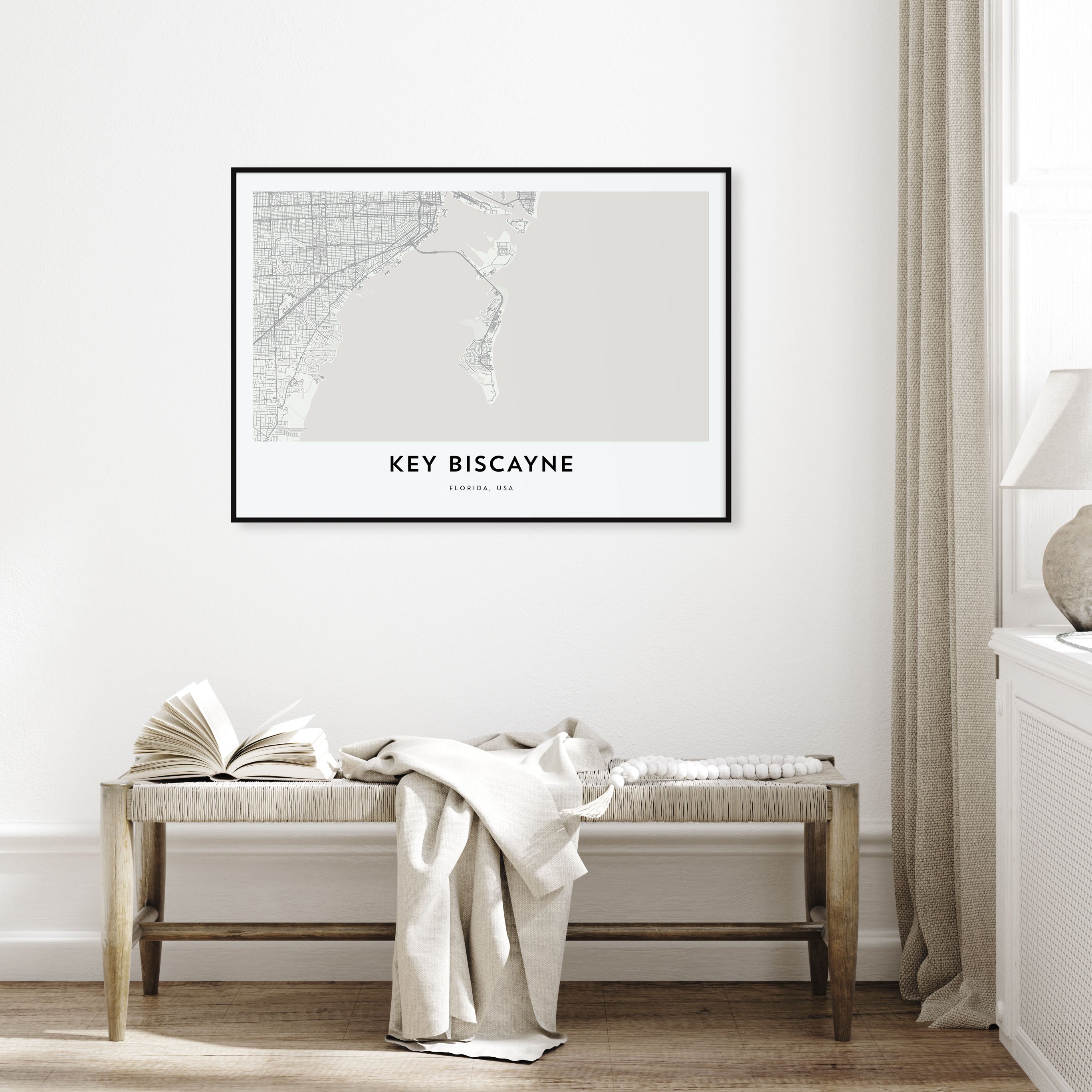 Key Biscayne Map Landscape Poster