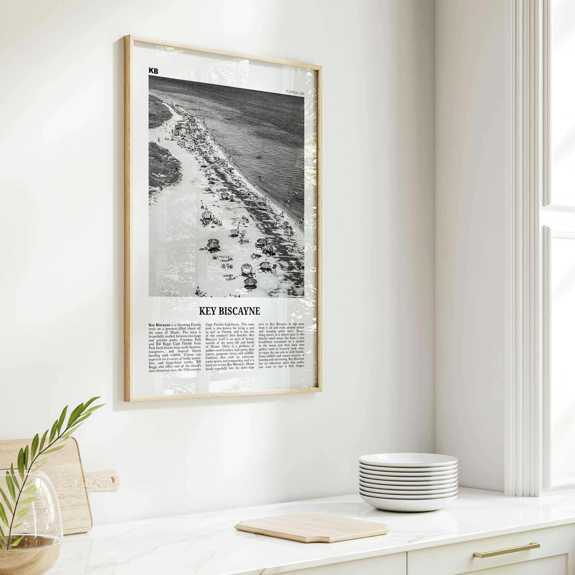 Key Biscayne Print Black and White, Key Biscayne Wall Art, Key Biscayne Poster, Key Biscayne Photo, Key Biscayne Wall Décor, Florida, USA