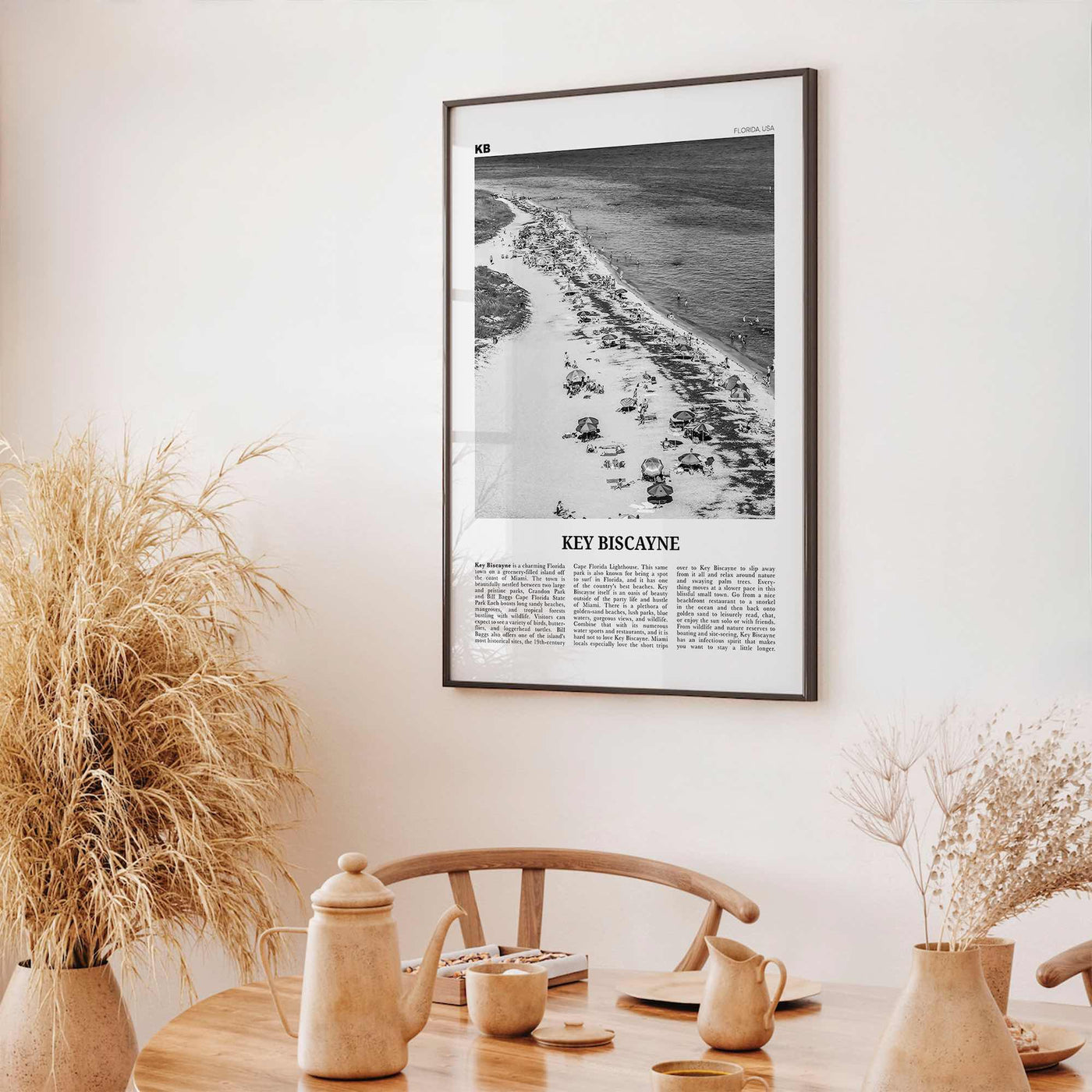 Key Biscayne Print Black and White, Key Biscayne Wall Art, Key Biscayne Poster, Key Biscayne Photo, Key Biscayne Wall Décor, Florida, USA