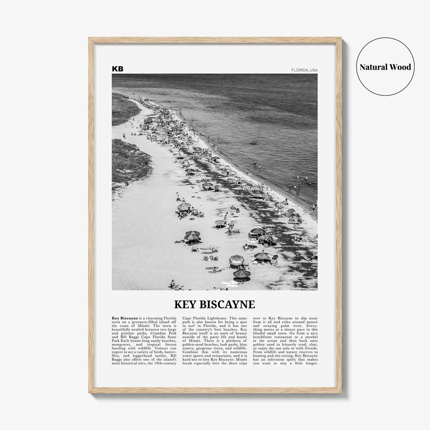 Key Biscayne Print Black and White, Key Biscayne Wall Art, Key Biscayne Poster, Key Biscayne Photo, Key Biscayne Wall Décor, Florida, USA