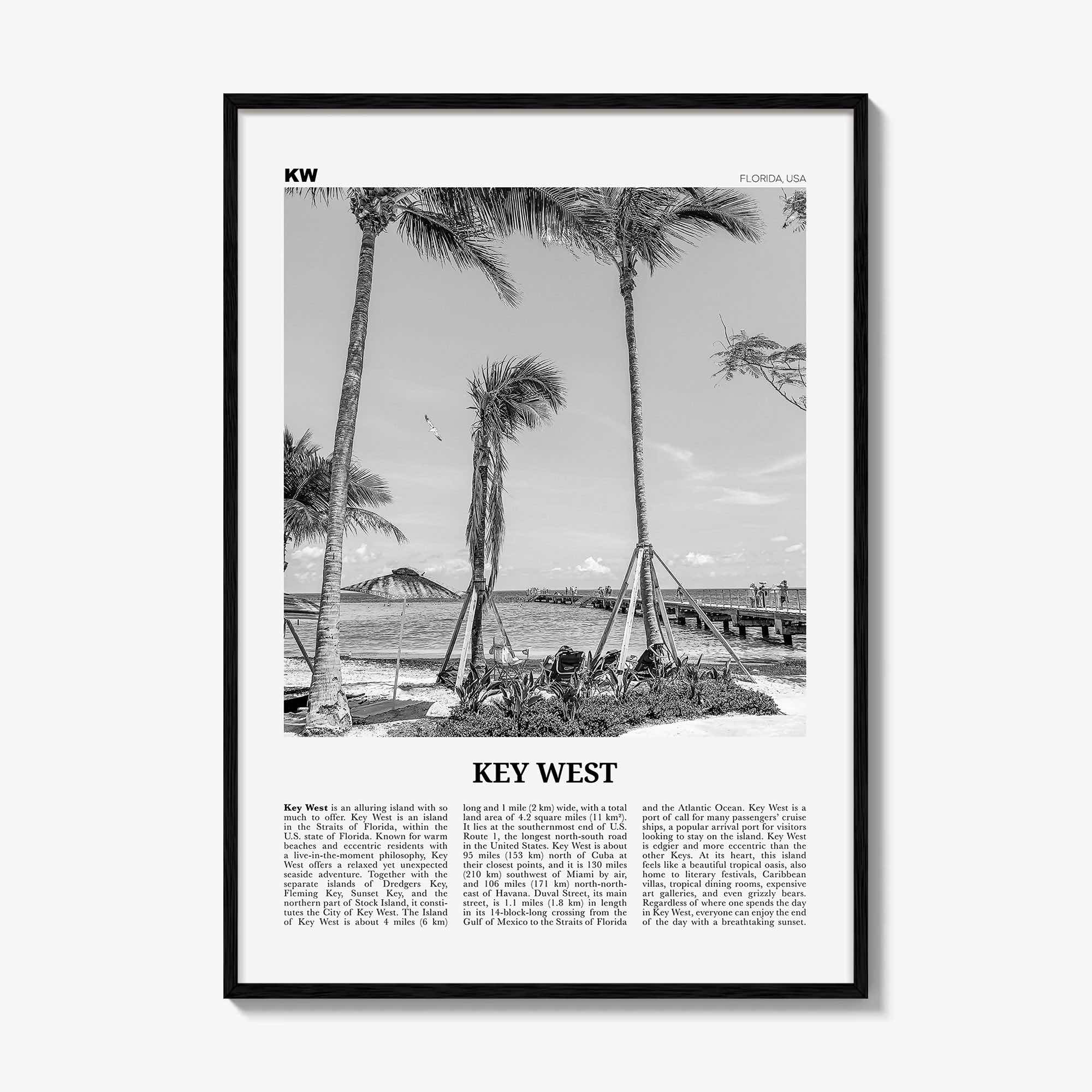 Key West Print Black and White No 1, Key West Wall Art, Key West Poster, Key West Photo, Key West, Florida, USA, United States, America