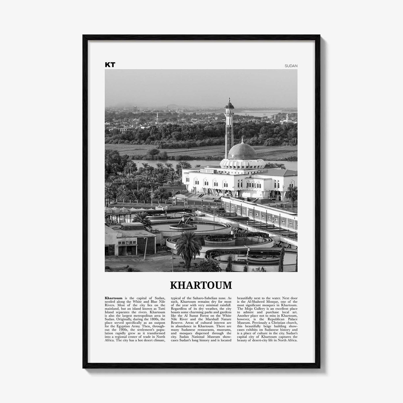 Khartoum Print Black and White, Khartoum Wall Art, Khartoum Poster, Khartoum Photo, Khartoum Wall Décor, Khartoum Map, Sudan