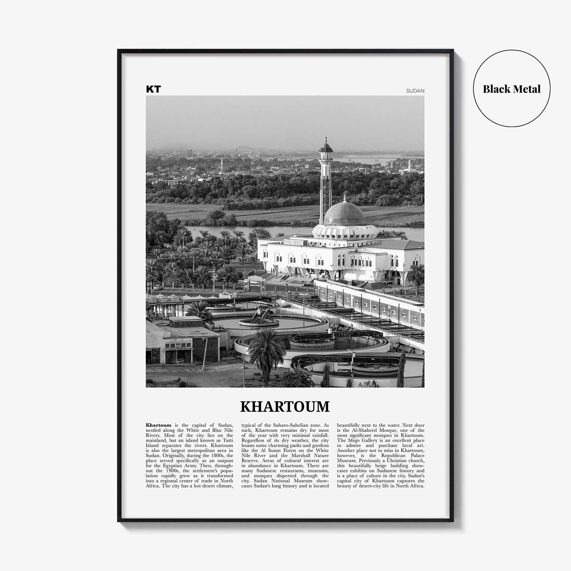 Khartoum Print Black and White, Khartoum Wall Art, Khartoum Poster, Khartoum Photo, Khartoum Wall Décor, Khartoum Map, Sudan