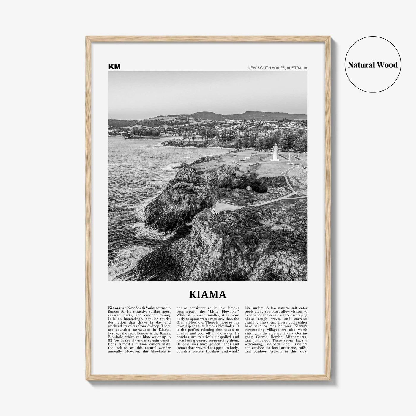 Kiama Print Black and White, Kiama Wall Art, Kiama Poster, Kiama Photo, Kiama Wall Décor, New South Wales, Australia