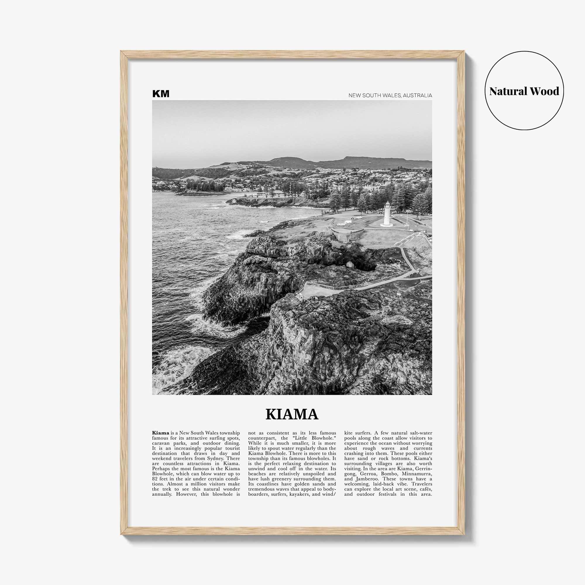 Kiama Print Black and White, Kiama Wall Art, Kiama Poster, Kiama Photo, Kiama Wall Décor, New South Wales, Australia