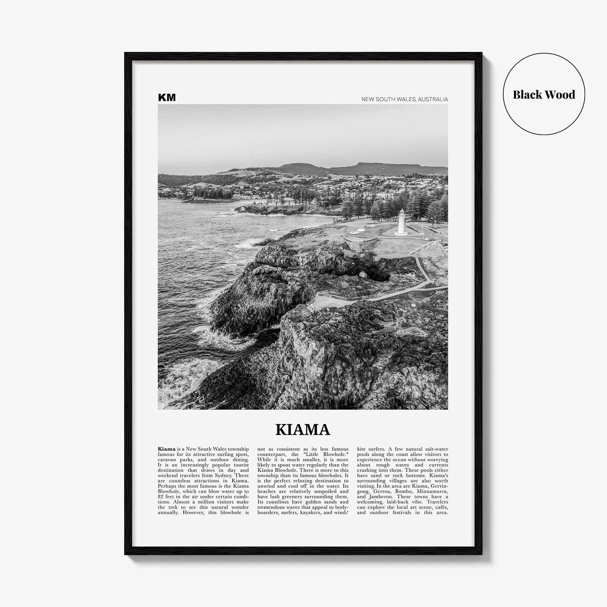Kiama Print Black and White, Kiama Wall Art, Kiama Poster, Kiama Photo, Kiama Wall Décor, New South Wales, Australia
