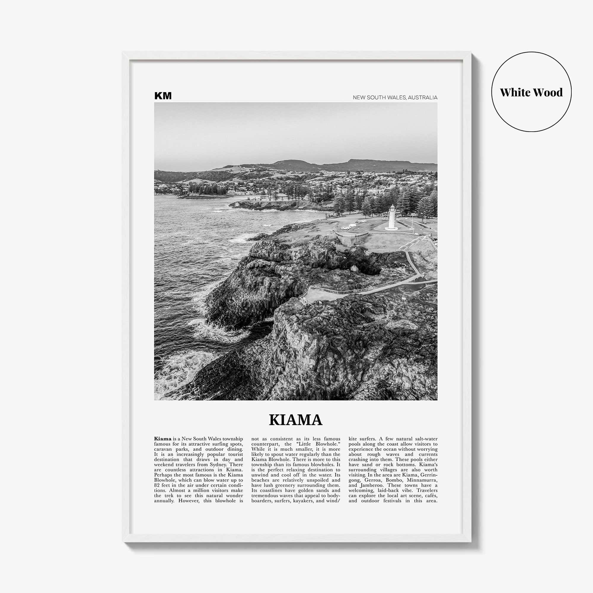 Kiama Print Black and White, Kiama Wall Art, Kiama Poster, Kiama Photo, Kiama Wall Décor, New South Wales, Australia