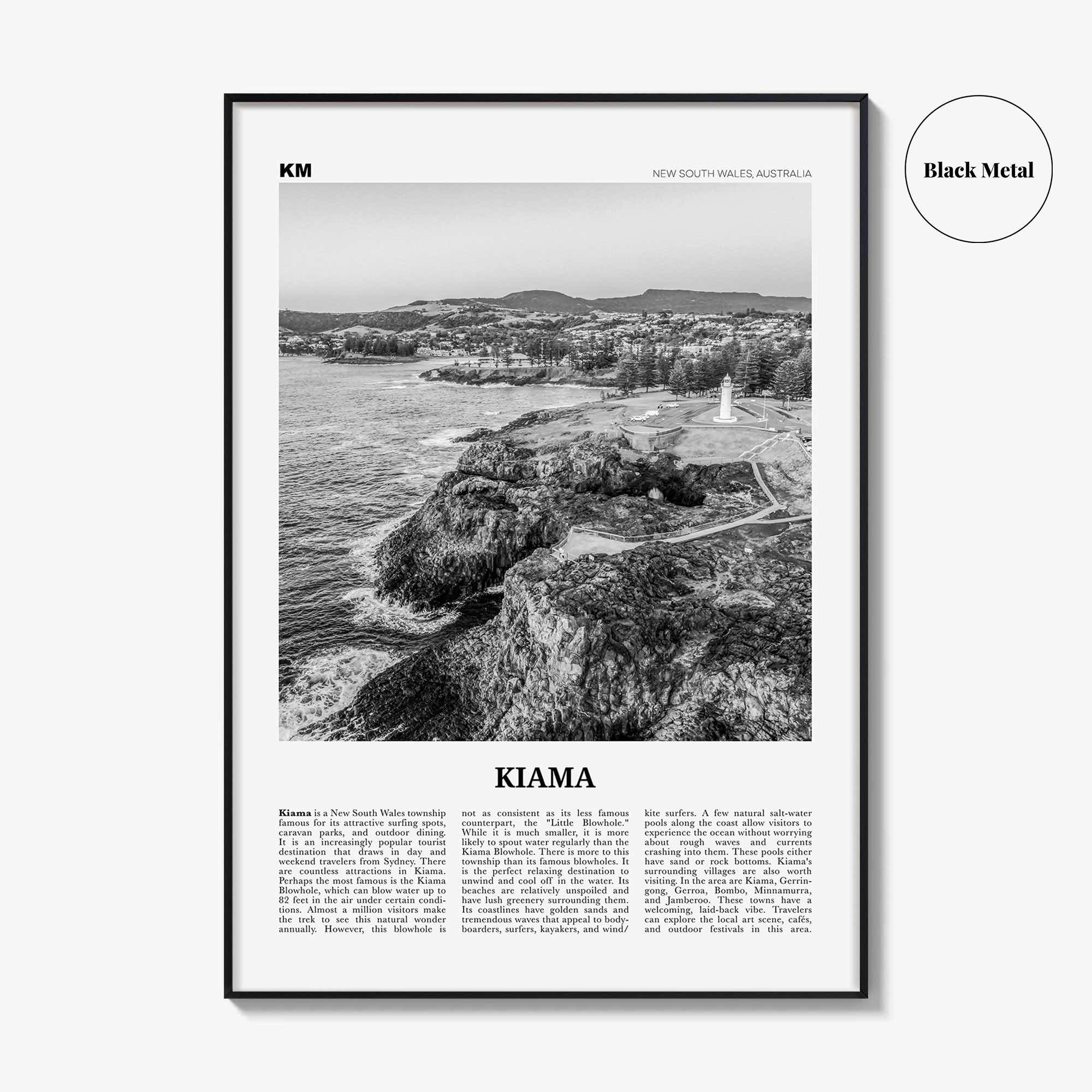 Kiama Print Black and White, Kiama Wall Art, Kiama Poster, Kiama Photo, Kiama Wall Décor, New South Wales, Australia