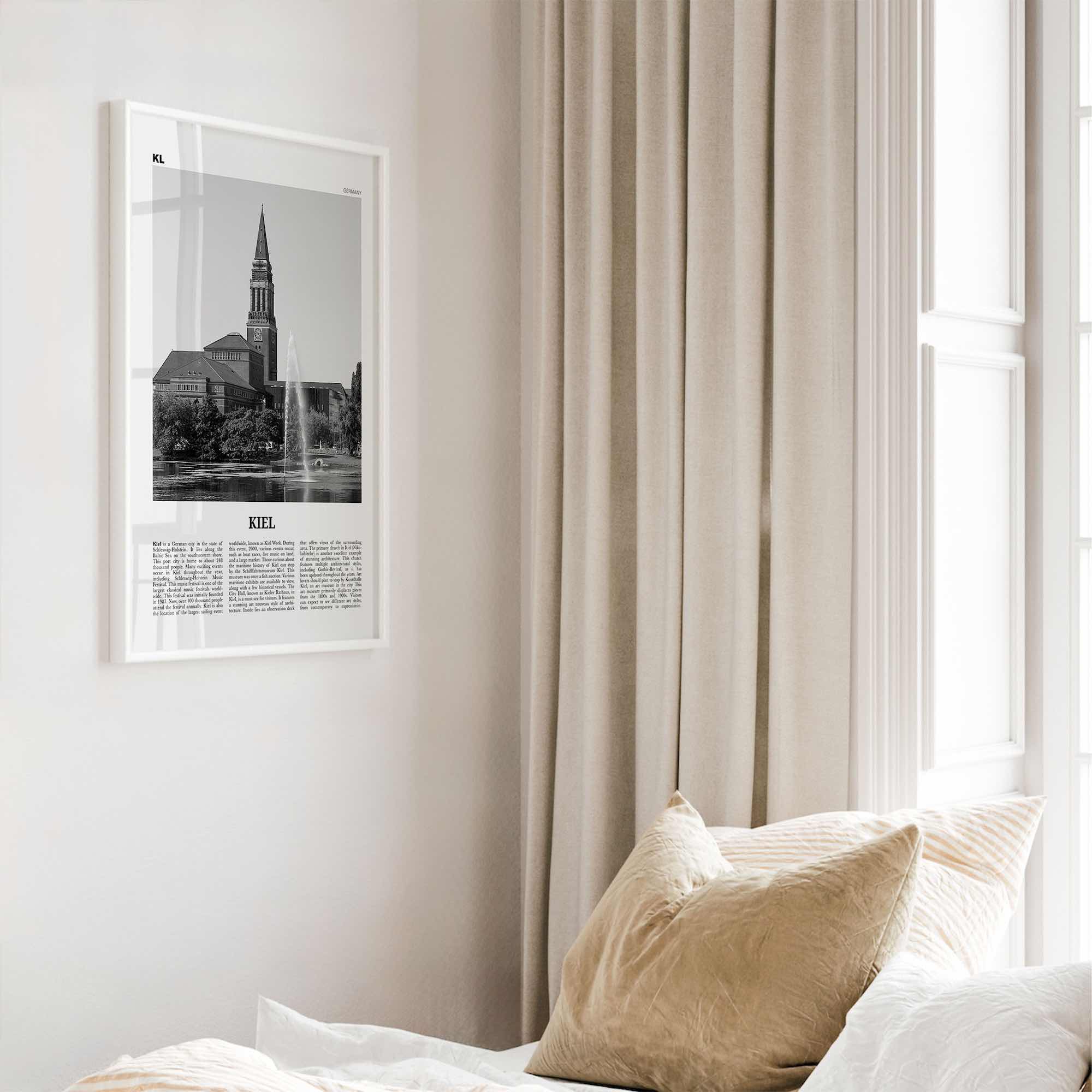 Kiel Print Black and White, Kiel Wall Art, Kiel Poster, Kiel Photo, Kiel Wall Décor, Kiel Map, Germany