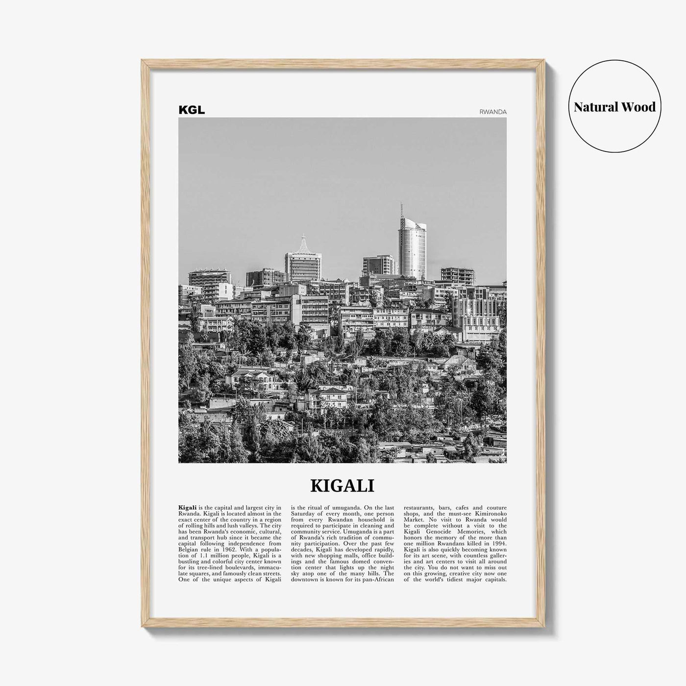 Kigali Print Black and White, Kigali Wall Art, Kigali Poster, Kigali Photo, Kigali Wall Décor, Rwanda, Africa