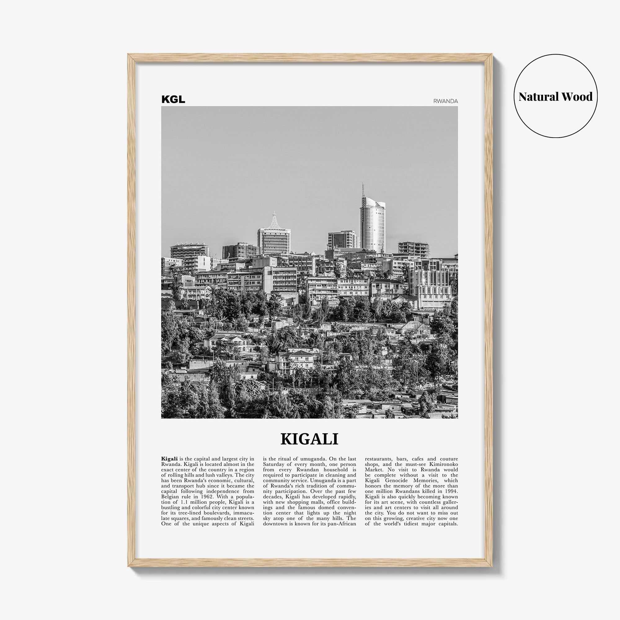 Kigali Print Black and White, Kigali Wall Art, Kigali Poster, Kigali Photo, Kigali Wall Décor, Rwanda, Africa