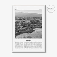 Kihei Print Black and White, Kihei Wall Art, Kihei Poster, Kihei Photo, Kihei Wall Décor, Hawaii, USA, United States, North America