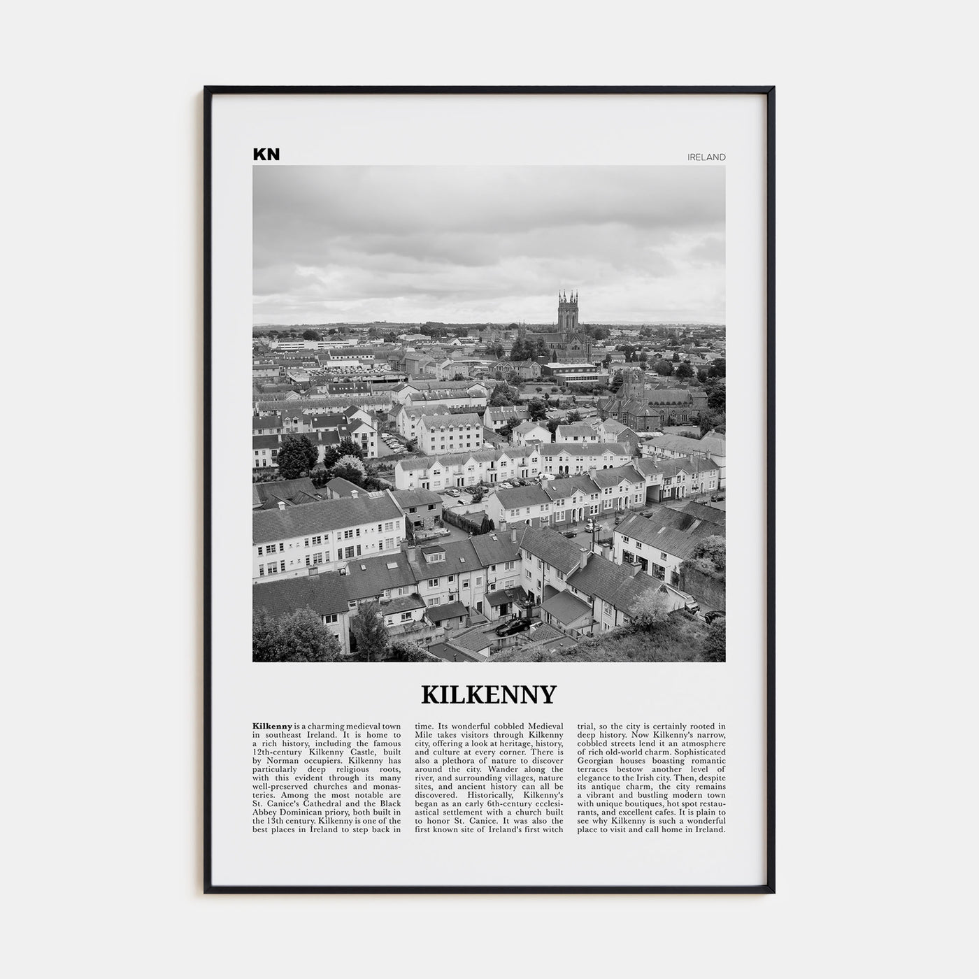 Kilkenny Travel B&W Poster
