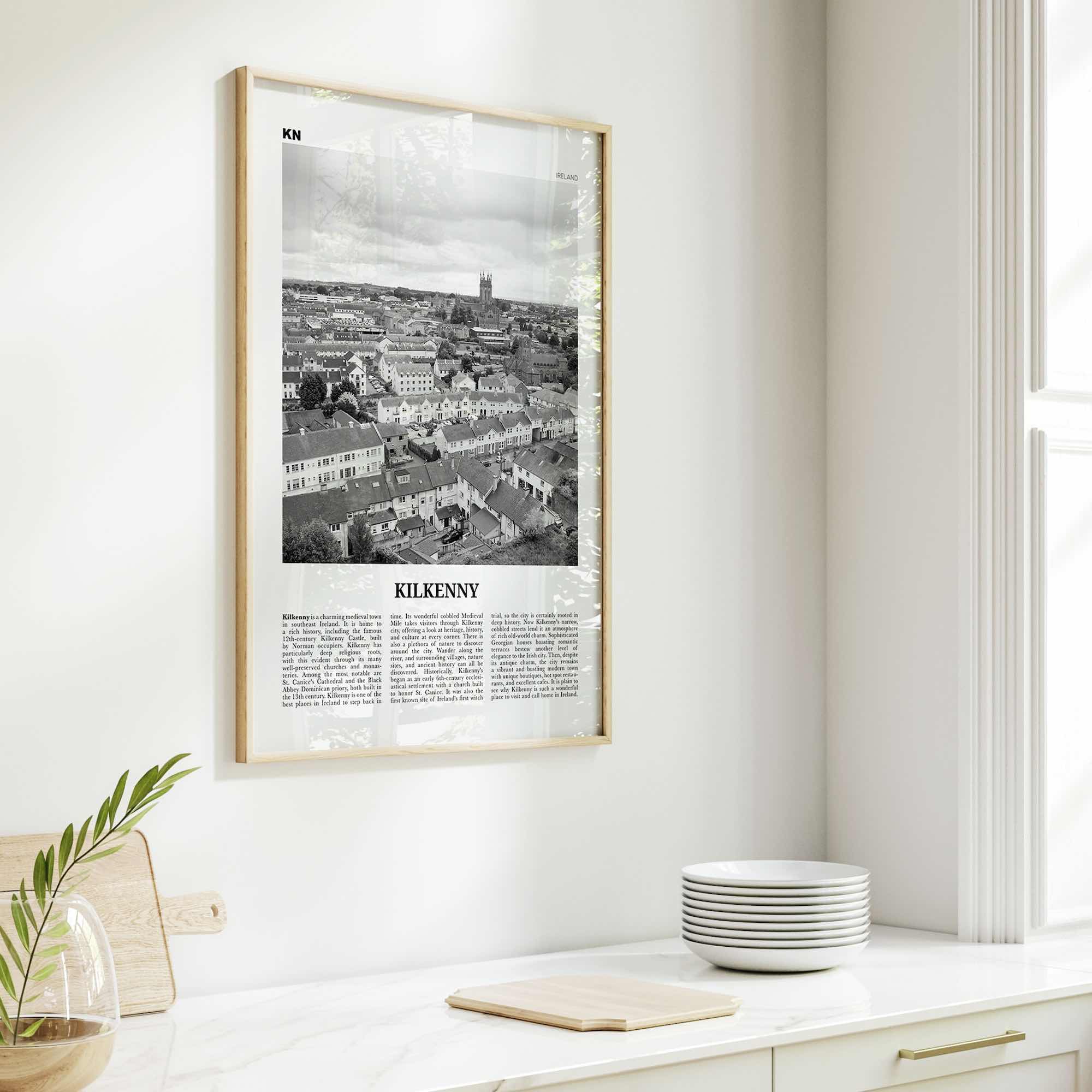 Kilkenny Print Black and White, Kilkenny Wall Art, Kilkenny Poster, Kilkenny Photo, Kilkenny Wall Décor, Kilkenny Map, Ireland