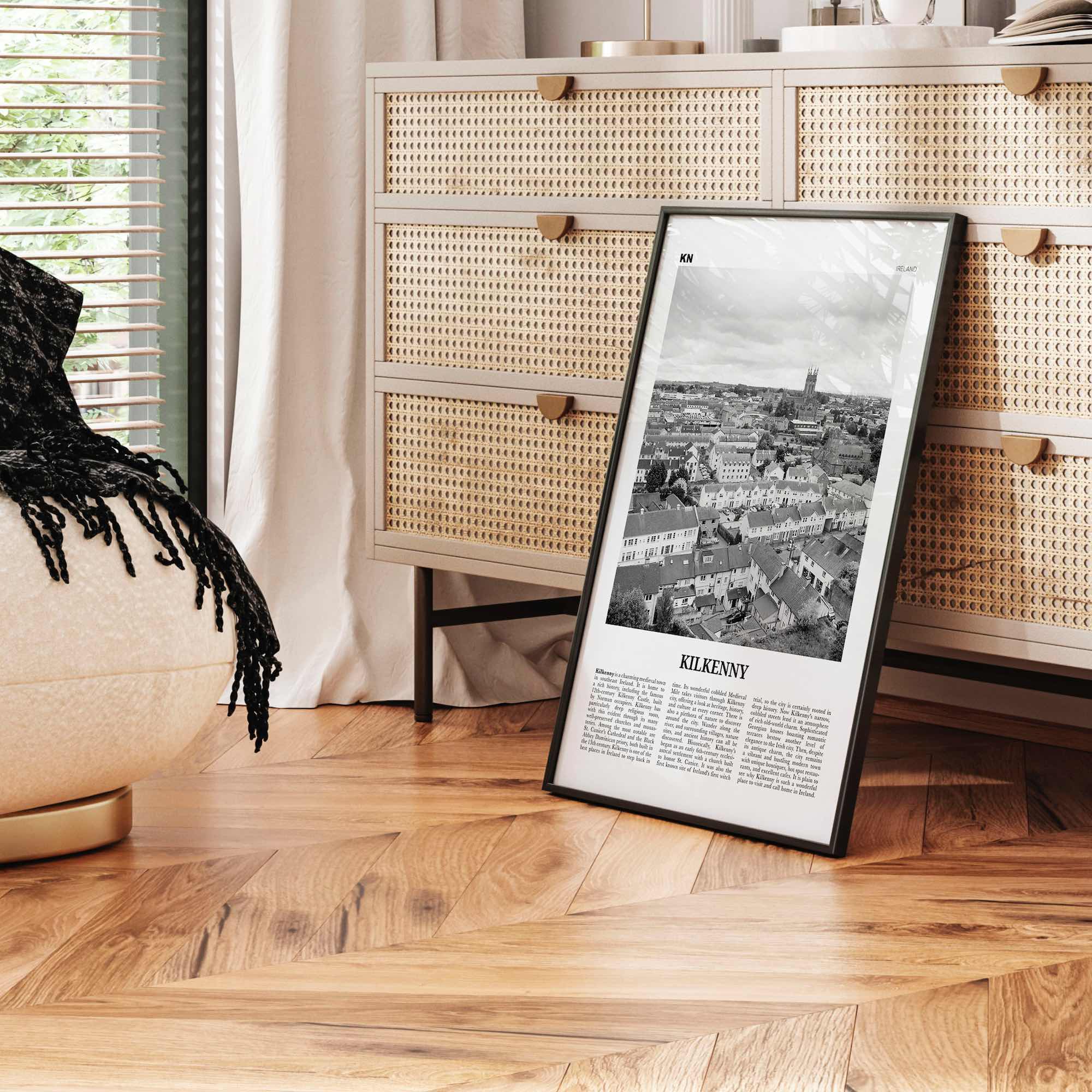 Kilkenny Print Black and White, Kilkenny Wall Art, Kilkenny Poster, Kilkenny Photo, Kilkenny Wall Décor, Kilkenny Map, Ireland