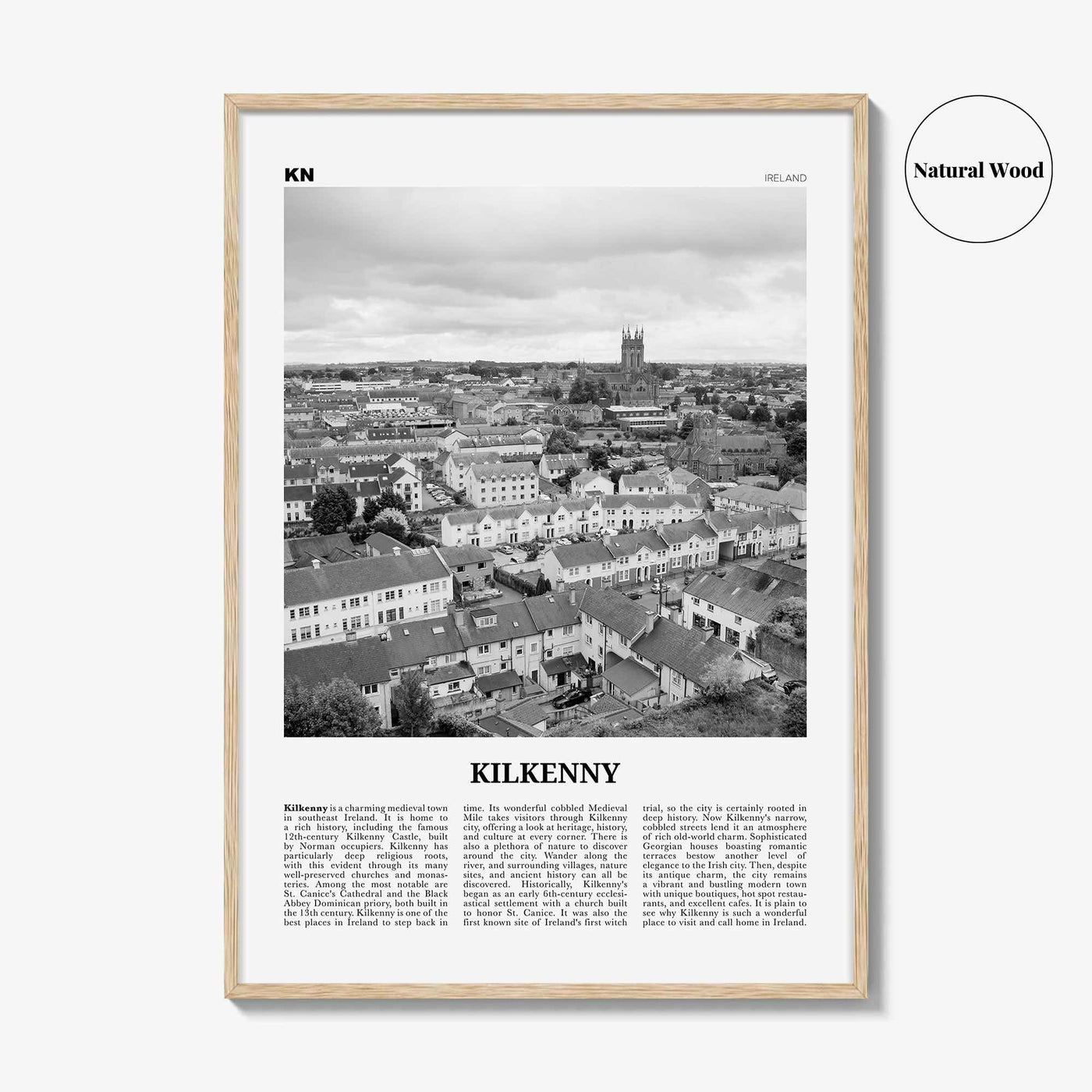 Kilkenny Print Black and White, Kilkenny Wall Art, Kilkenny Poster, Kilkenny Photo, Kilkenny Wall Décor, Kilkenny Map, Ireland