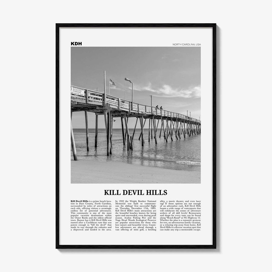 Kill Devil Hills Print Black and White, Kill Devil Hills Wall Art, Kill Devil Hills Poster, Kill Devil Hills Photo, North Carolina, USA