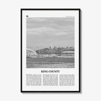 King County Print Black and White, King County Wall Art, King Poster, King County Photo, King Wall Décor, King County Map, Washington, USA