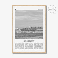 King County Print Black and White, King County Wall Art, King Poster, King County Photo, King Wall Décor, King County Map, Washington, USA