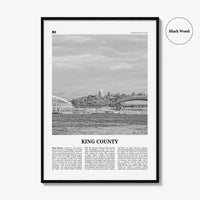 King County Print Black and White, King County Wall Art, King Poster, King County Photo, King Wall Décor, King County Map, Washington, USA