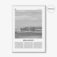 King County Print Black and White, King County Wall Art, King Poster, King County Photo, King Wall Décor, King County Map, Washington, USA