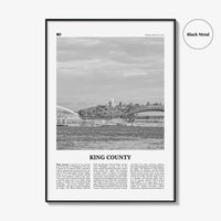 King County Print Black and White, King County Wall Art, King Poster, King County Photo, King Wall Décor, King County Map, Washington, USA