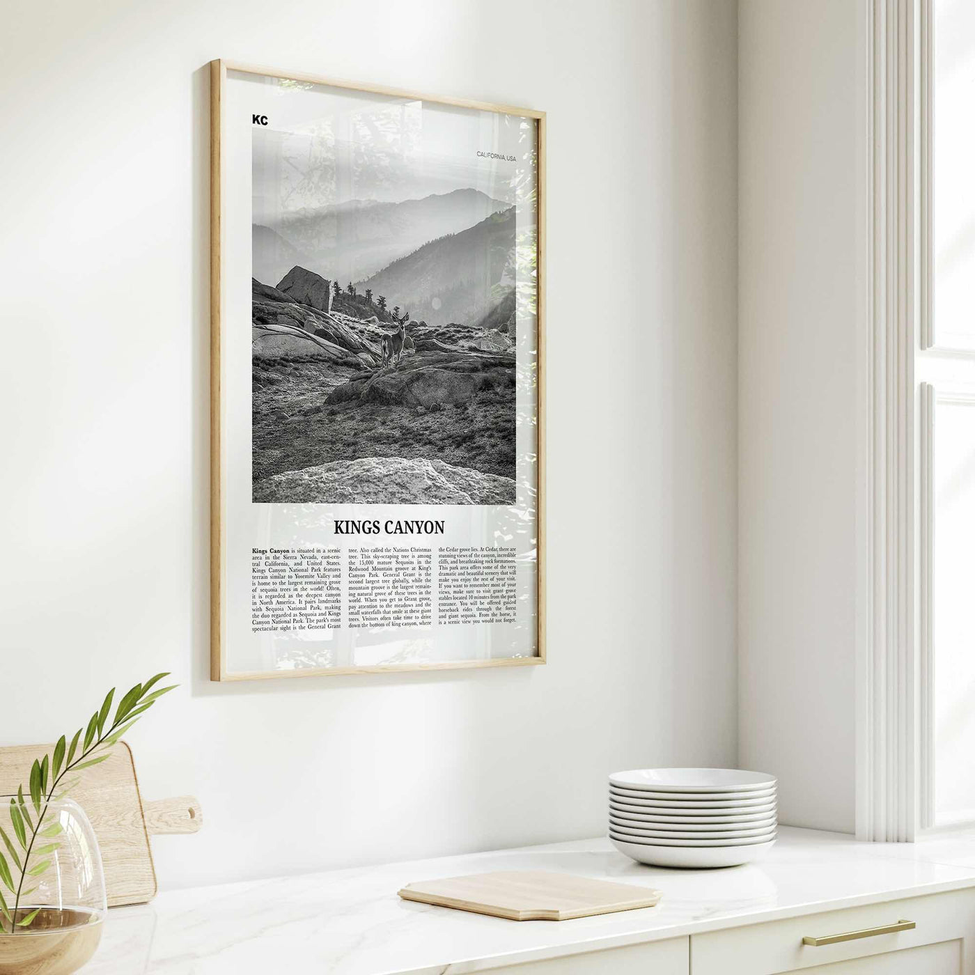 Kings Canyon National Park Print Black and White, Kings Canyon Wall Art, Kings Canyon Poster, Kings Canyon Photo, California, USA