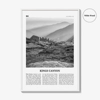 Kings Canyon National Park Print Black and White, Kings Canyon Wall Art, Kings Canyon Poster, Kings Canyon Photo, California, USA