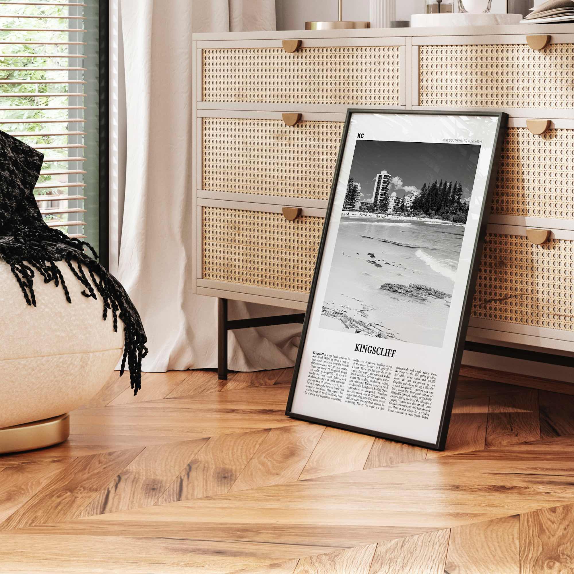 Kingscliff Print Black and White, Kingscliff Wall Art, Kingscliff Poster, Kingscliff Photo, Kingscliff Wall Décor, Kingscliff Map, Australia