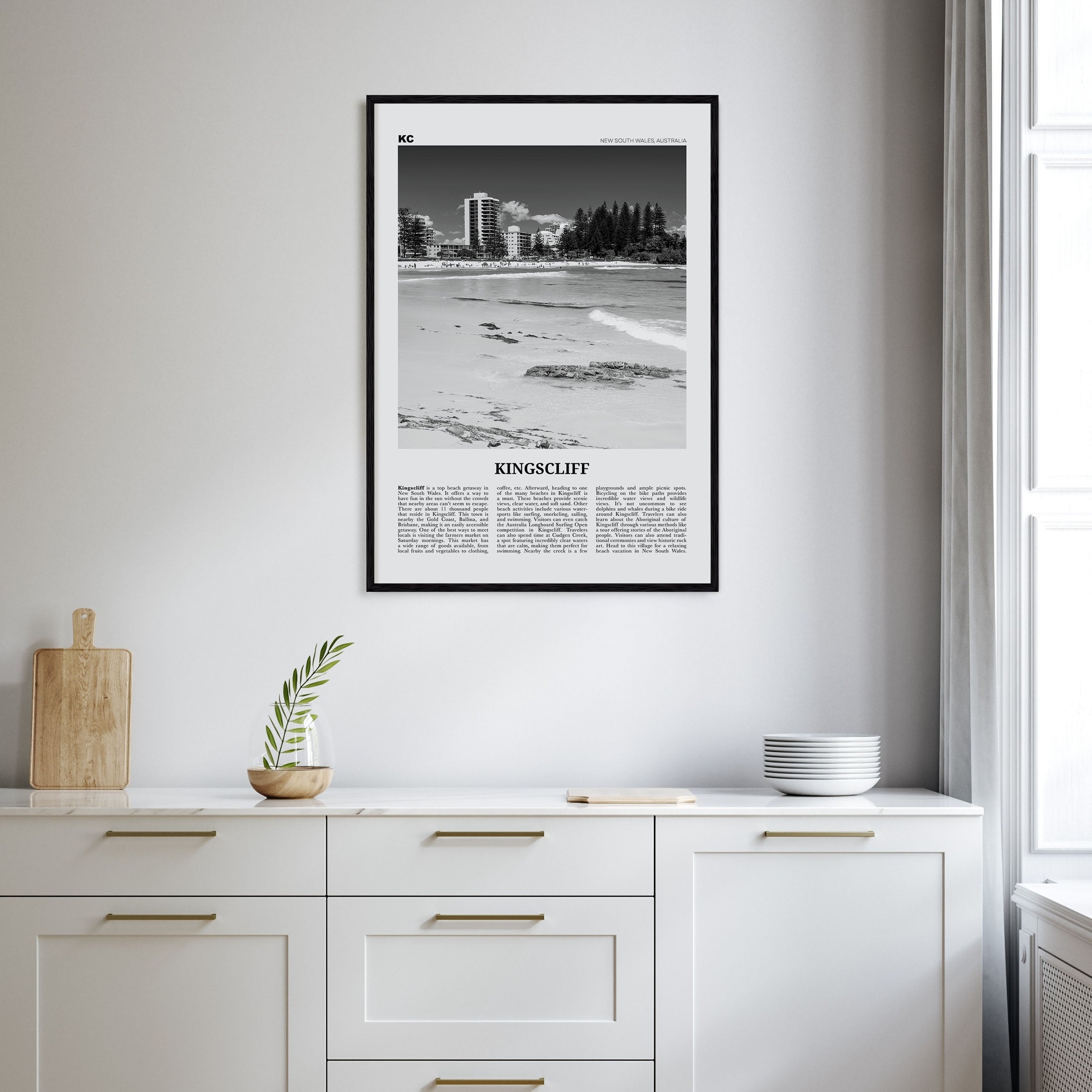Kingscliff Travel B&W Poster