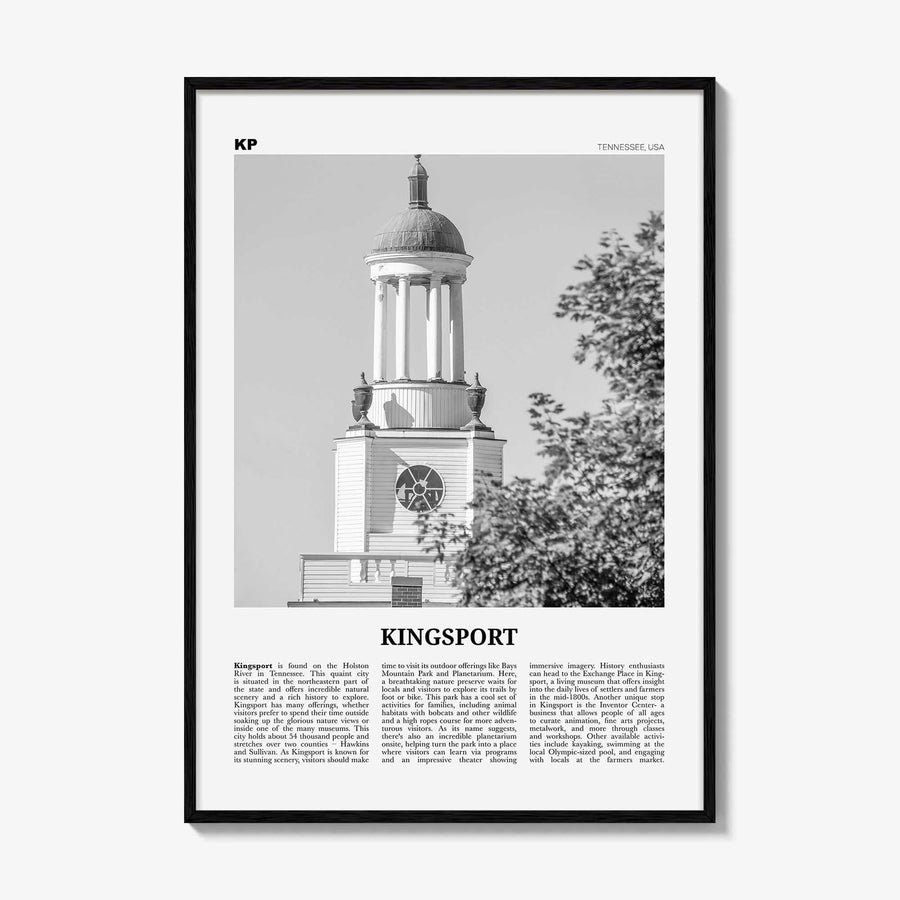 Kingsport Print Black and White, Kingsport Wall Art, Kingsport Poster, Kingsport Photo, Kingsport Wall Décor, Kingsport Map, Tennessee, USA