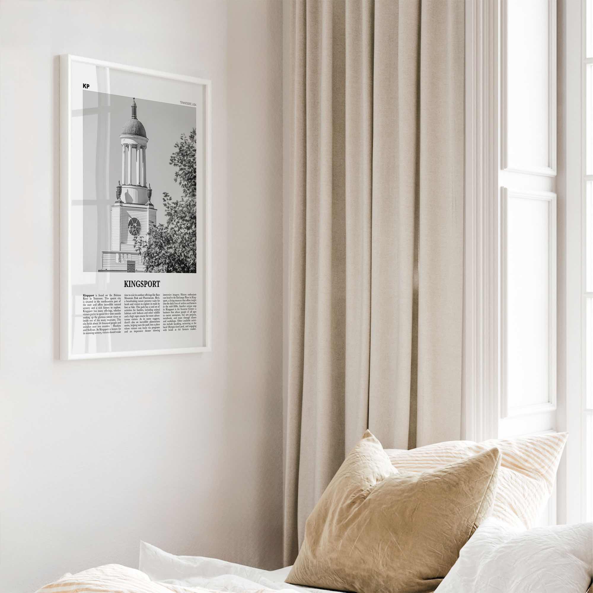 Kingsport Print Black and White, Kingsport Wall Art, Kingsport Poster, Kingsport Photo, Kingsport Wall Décor, Kingsport Map, Tennessee, USA