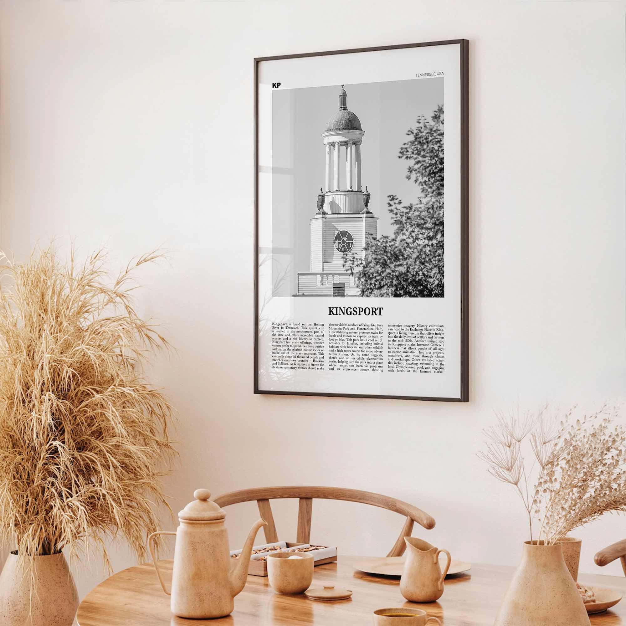 Kingsport Print Black and White, Kingsport Wall Art, Kingsport Poster, Kingsport Photo, Kingsport Wall Décor, Kingsport Map, Tennessee, USA