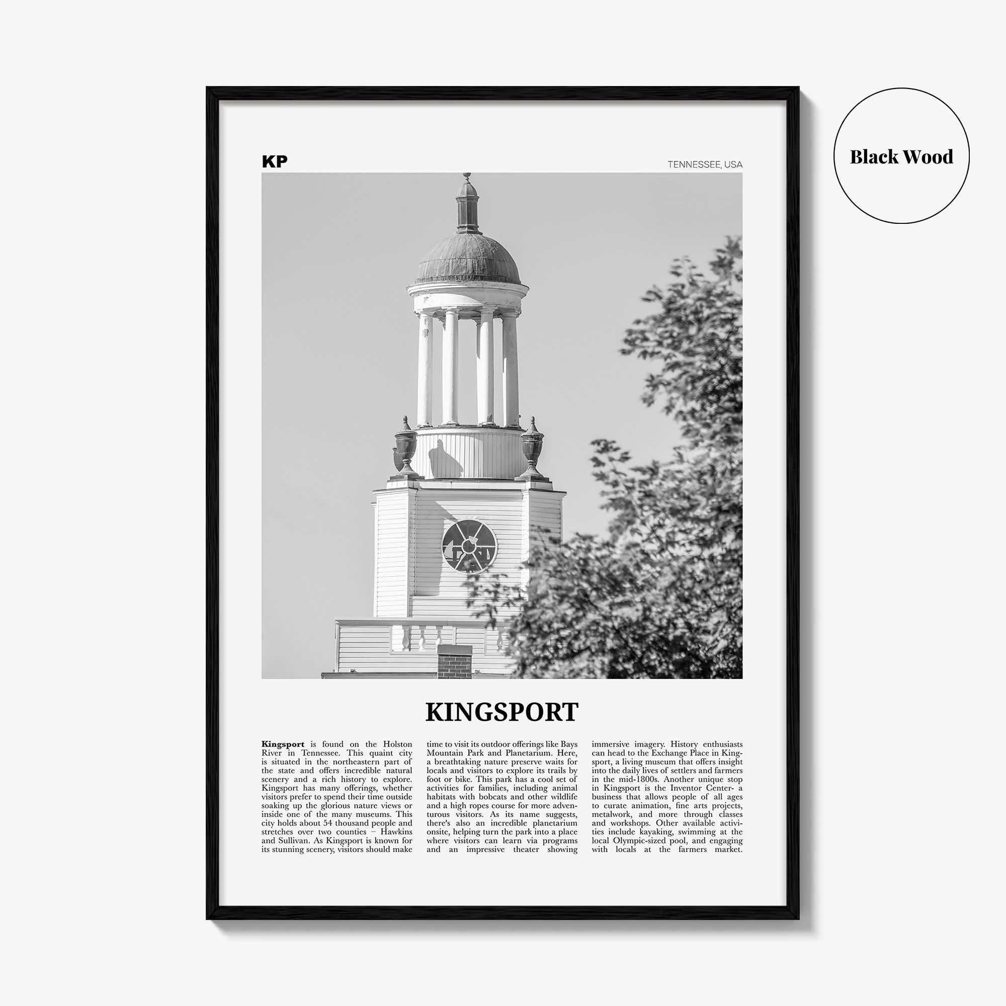 Kingsport Print Black and White, Kingsport Wall Art, Kingsport Poster, Kingsport Photo, Kingsport Wall Décor, Kingsport Map, Tennessee, USA