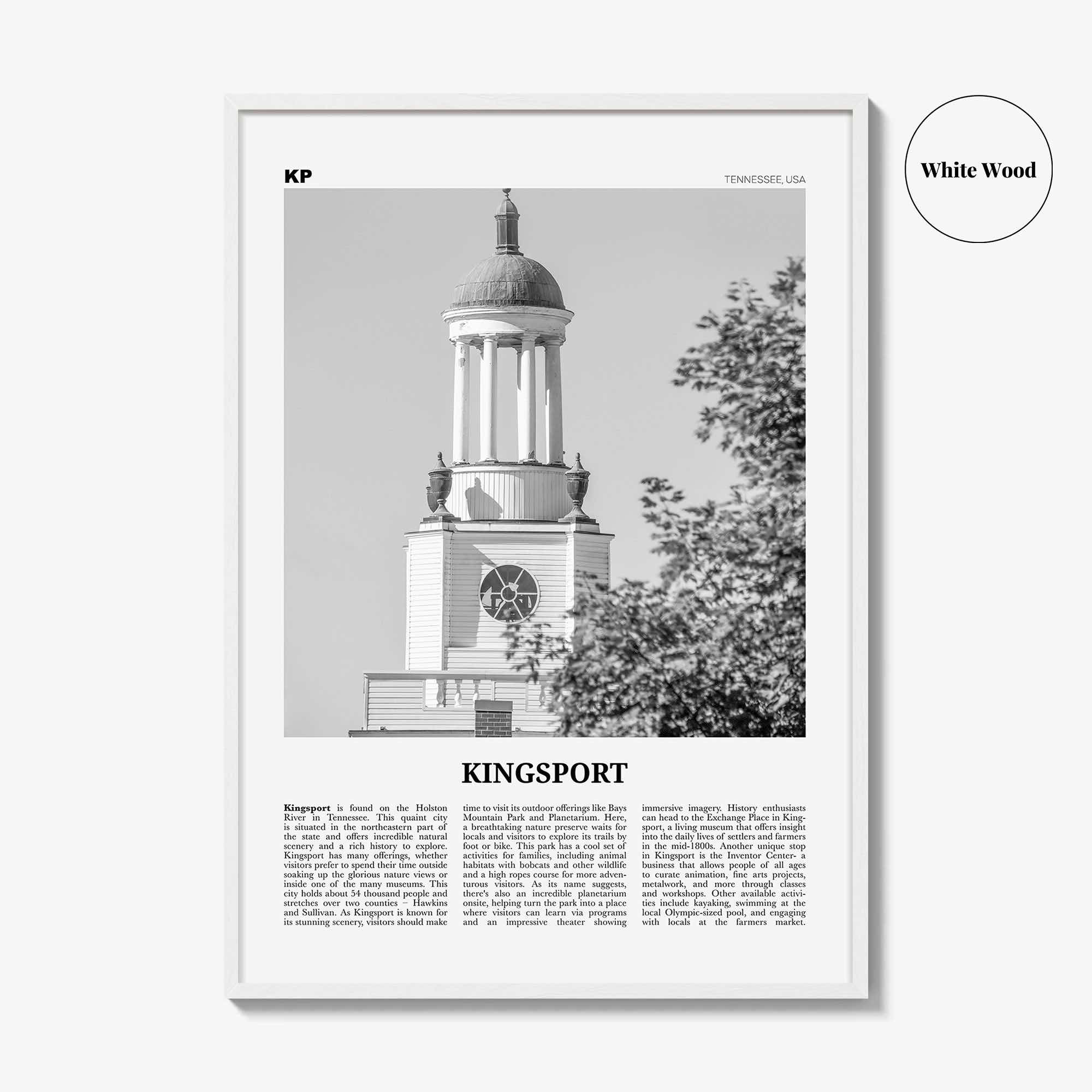 Kingsport Print Black and White, Kingsport Wall Art, Kingsport Poster, Kingsport Photo, Kingsport Wall Décor, Kingsport Map, Tennessee, USA