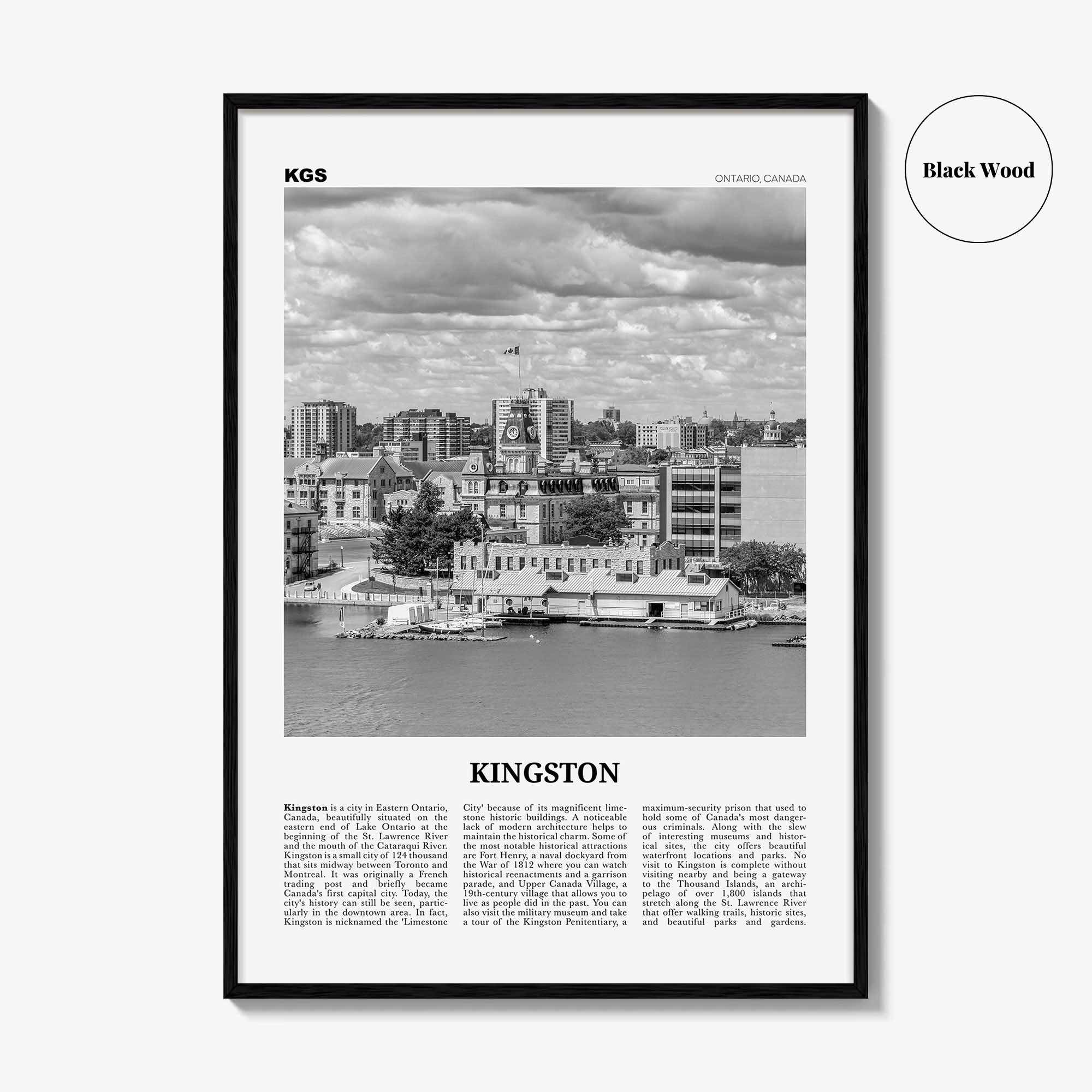 Kingston Print Black and White Canada, Kingston Wall Art, Kingston Poster, Kingston Photo, Kingston Wall Décor, Cataraqui, Ontario