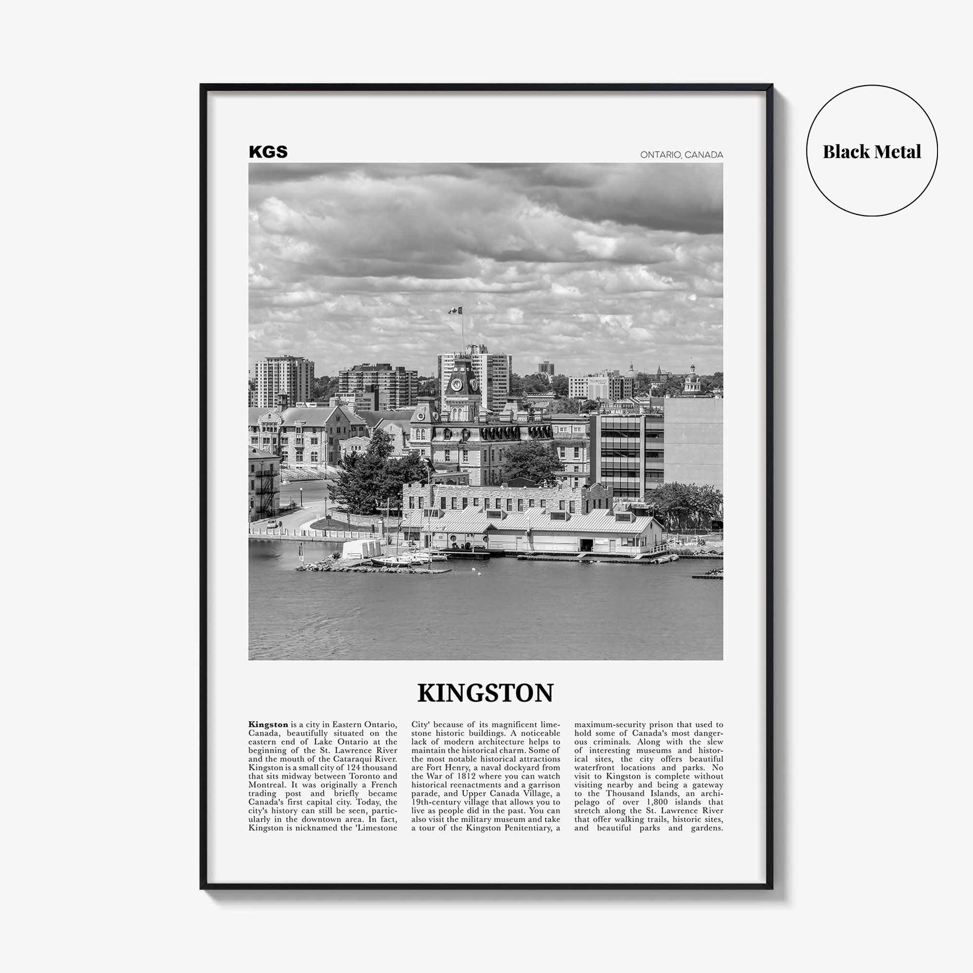 Kingston Print Black and White Canada, Kingston Wall Art, Kingston Poster, Kingston Photo, Kingston Wall Décor, Cataraqui, Ontario