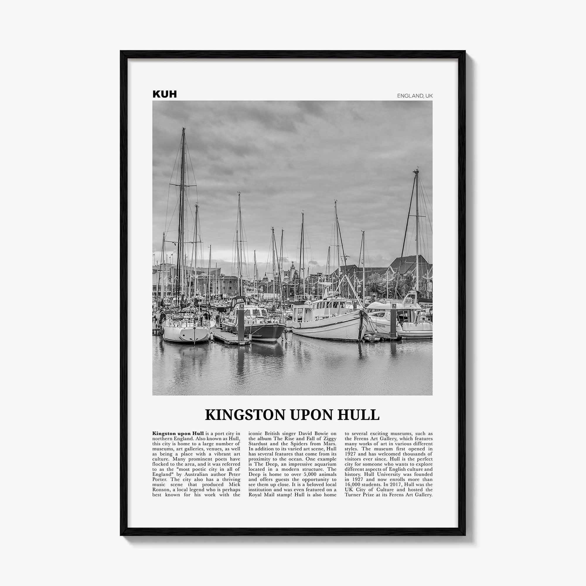 Kingston upon Hull Print Black and White, Hull Wall Art, Hull Poster, Hull Photo, Hull Wall Décor, England, UK, United Kingdom