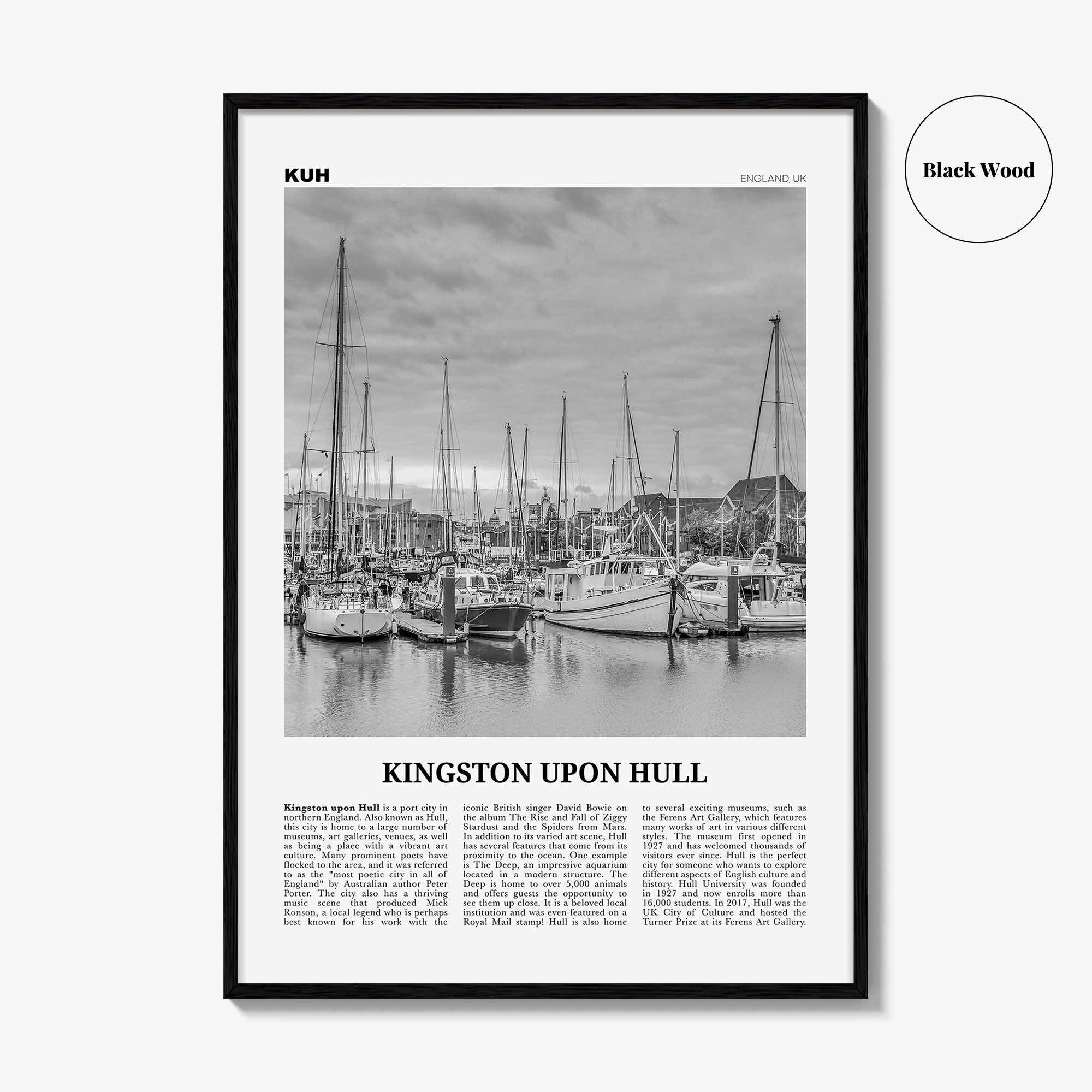 Kingston upon Hull Print Black and White, Hull Wall Art, Hull Poster, Hull Photo, Hull Wall Décor, England, UK, United Kingdom