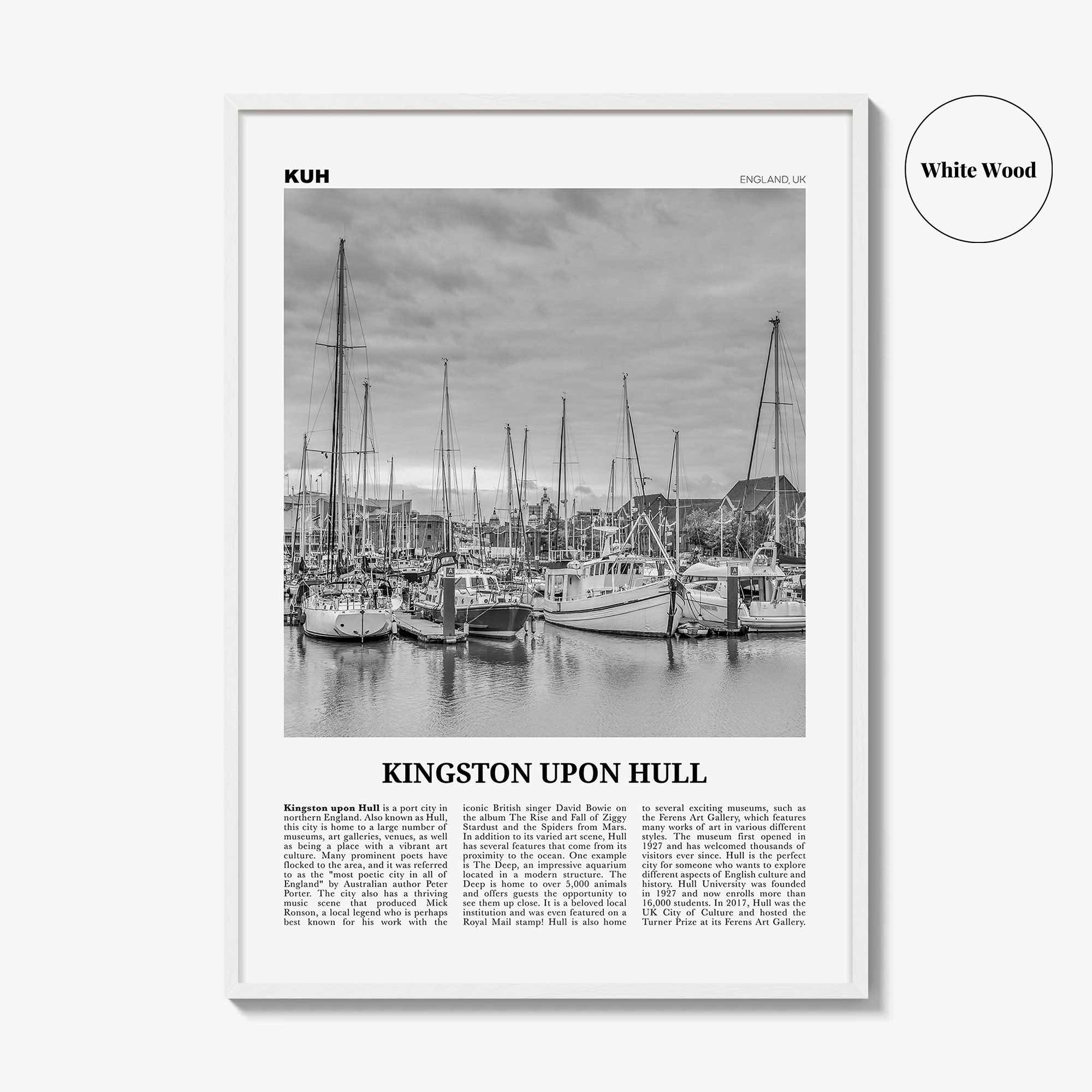 Kingston upon Hull Print Black and White, Hull Wall Art, Hull Poster, Hull Photo, Hull Wall Décor, England, UK, United Kingdom