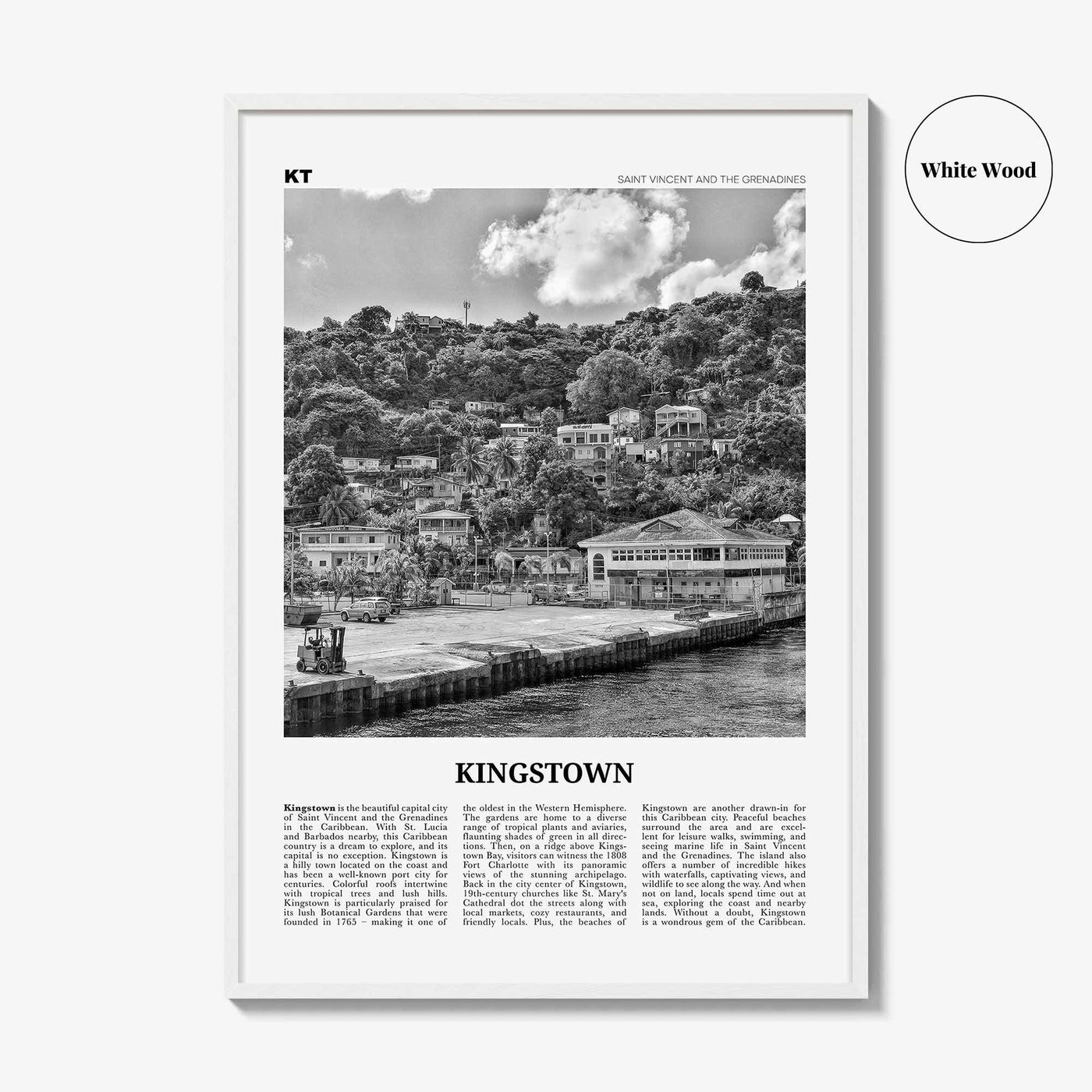 Kingstown Print Black and White, Kingstown Wall Art, Kingstown Poster, Kingstown Photo, Kingstown Wall Décor, Saint Vincent and Grenadines