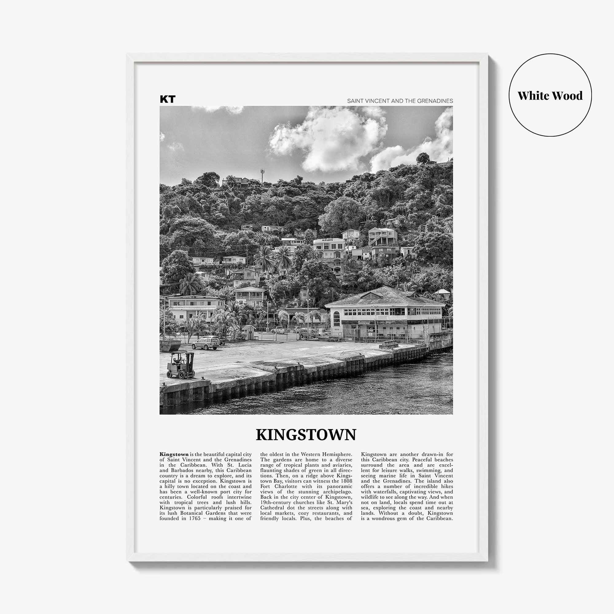 Kingstown Print Black and White, Kingstown Wall Art, Kingstown Poster, Kingstown Photo, Kingstown Wall Décor, Saint Vincent and Grenadines