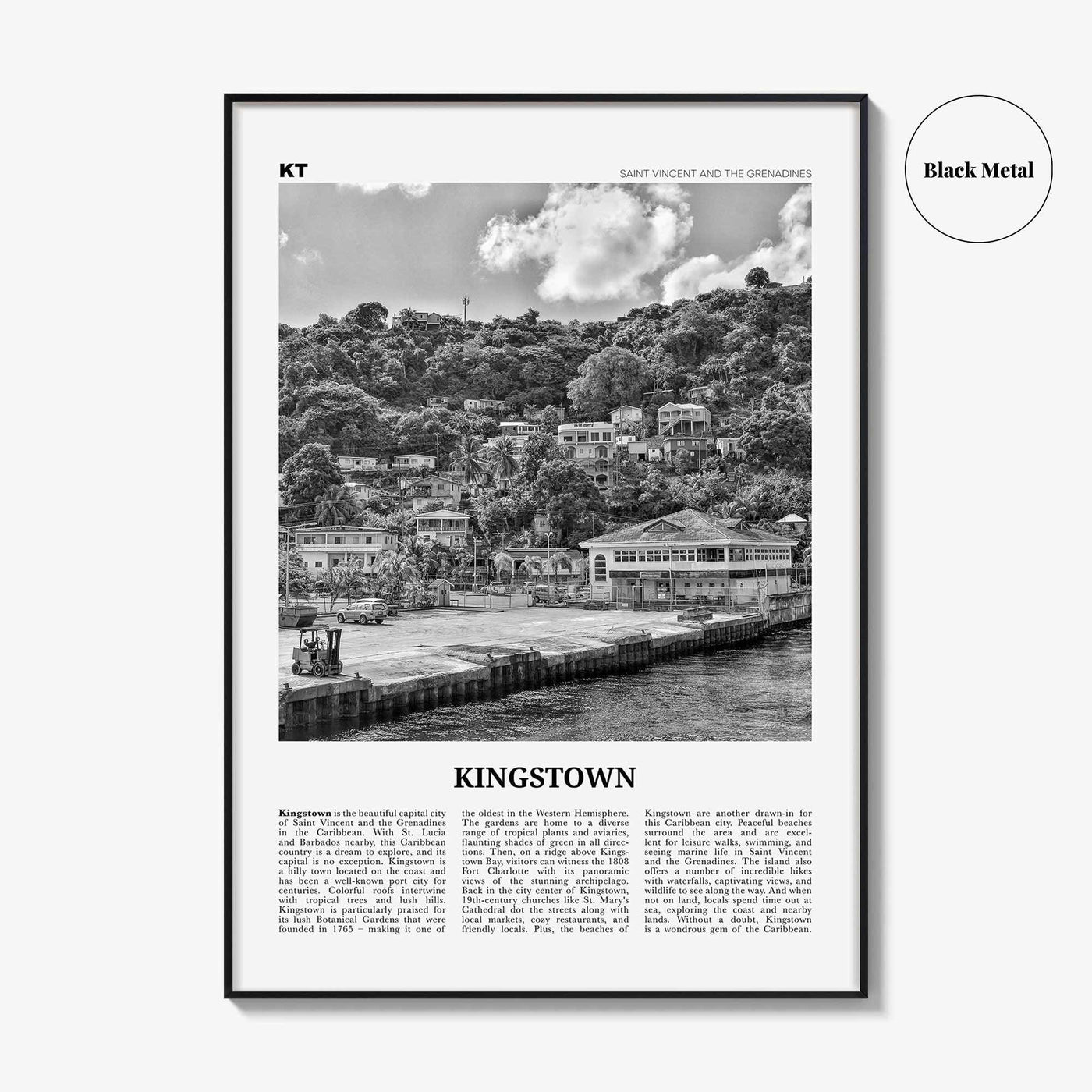 Kingstown Print Black and White, Kingstown Wall Art, Kingstown Poster, Kingstown Photo, Kingstown Wall Décor, Saint Vincent and Grenadines