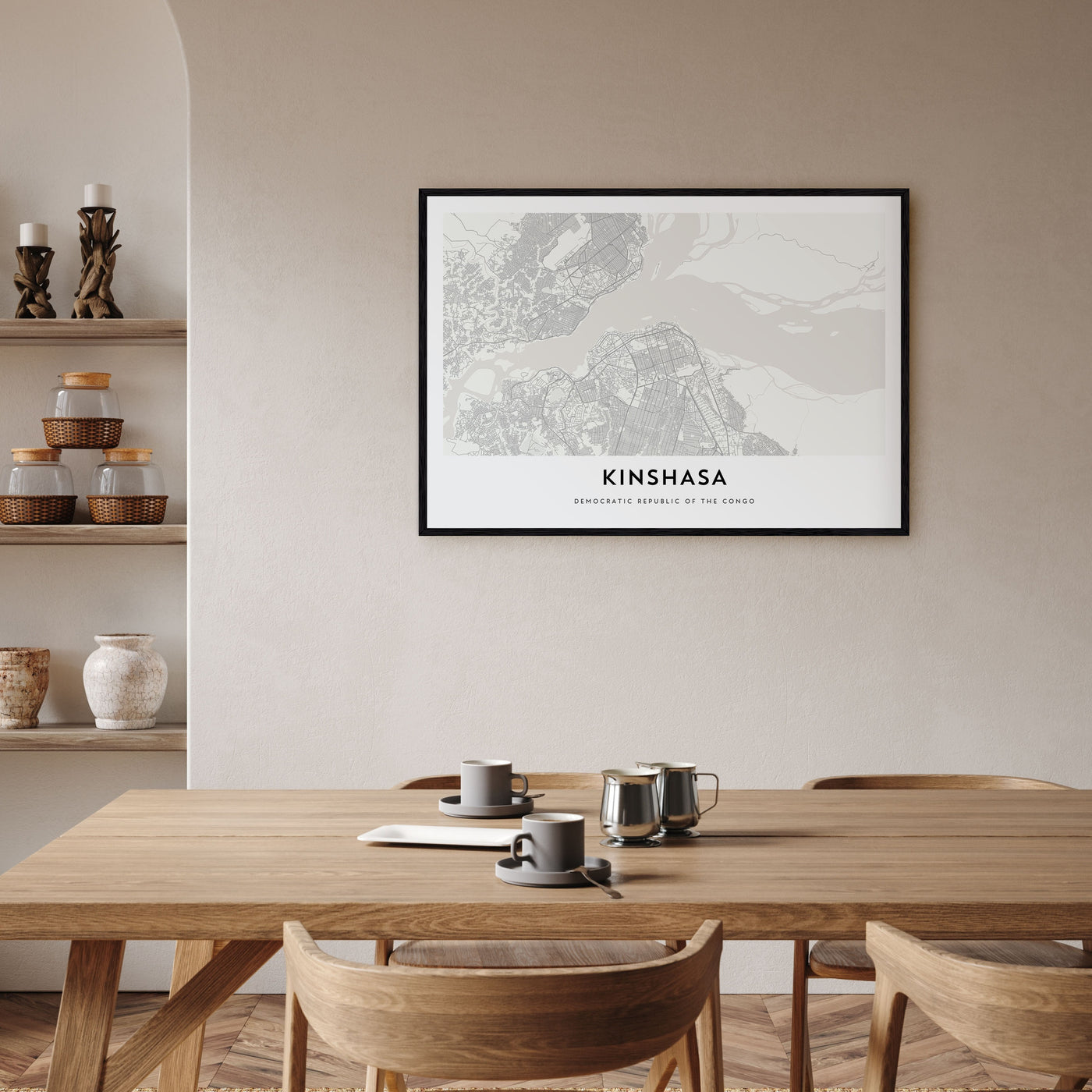 Kinshasa Map Landscape Poster