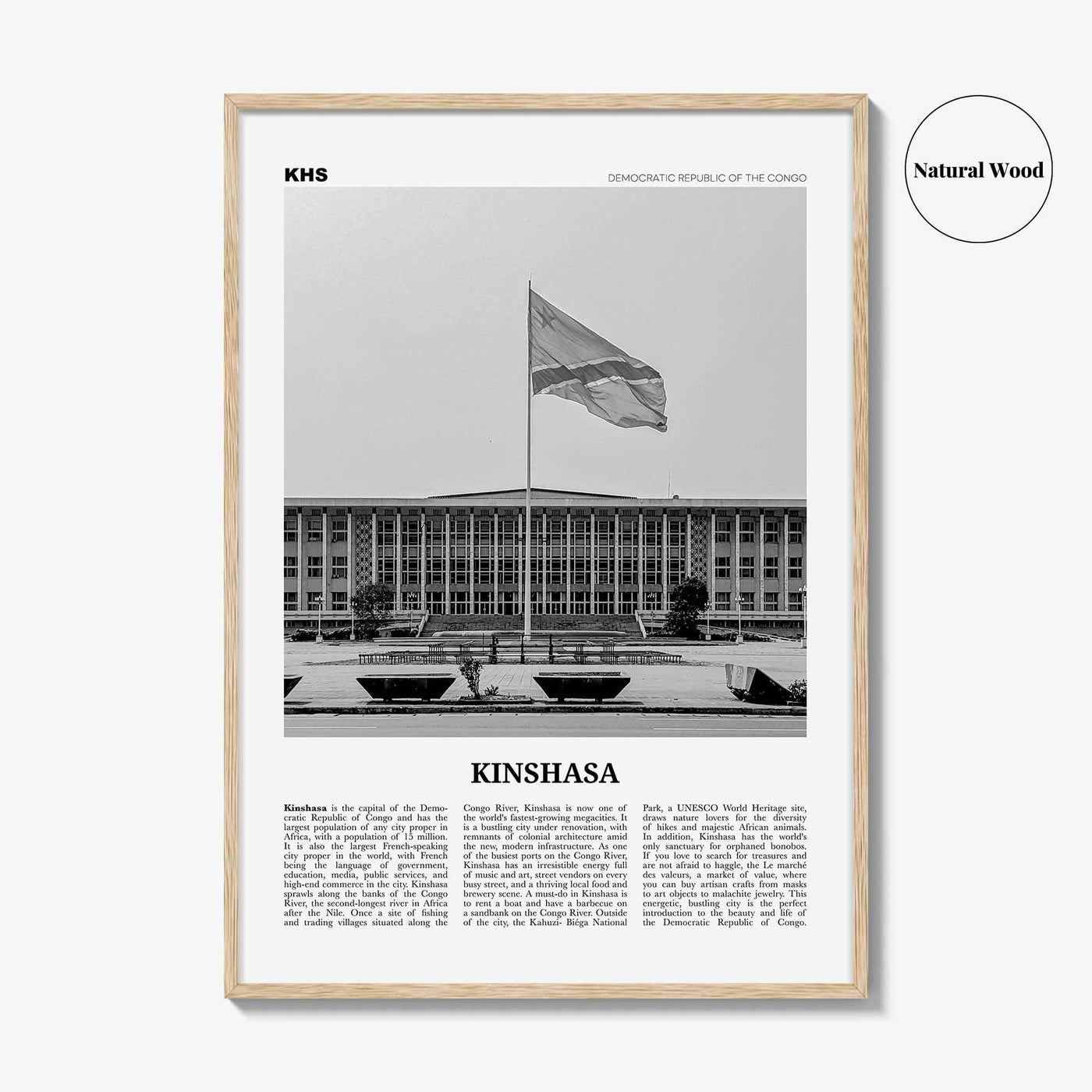 Kinshasa Print Black and White, Kinshasa Wall Art, Kinshasa Poster, Kinshasa Photo, Kinshasa Wall Décor, Ville de Kinshasa, DR Congo