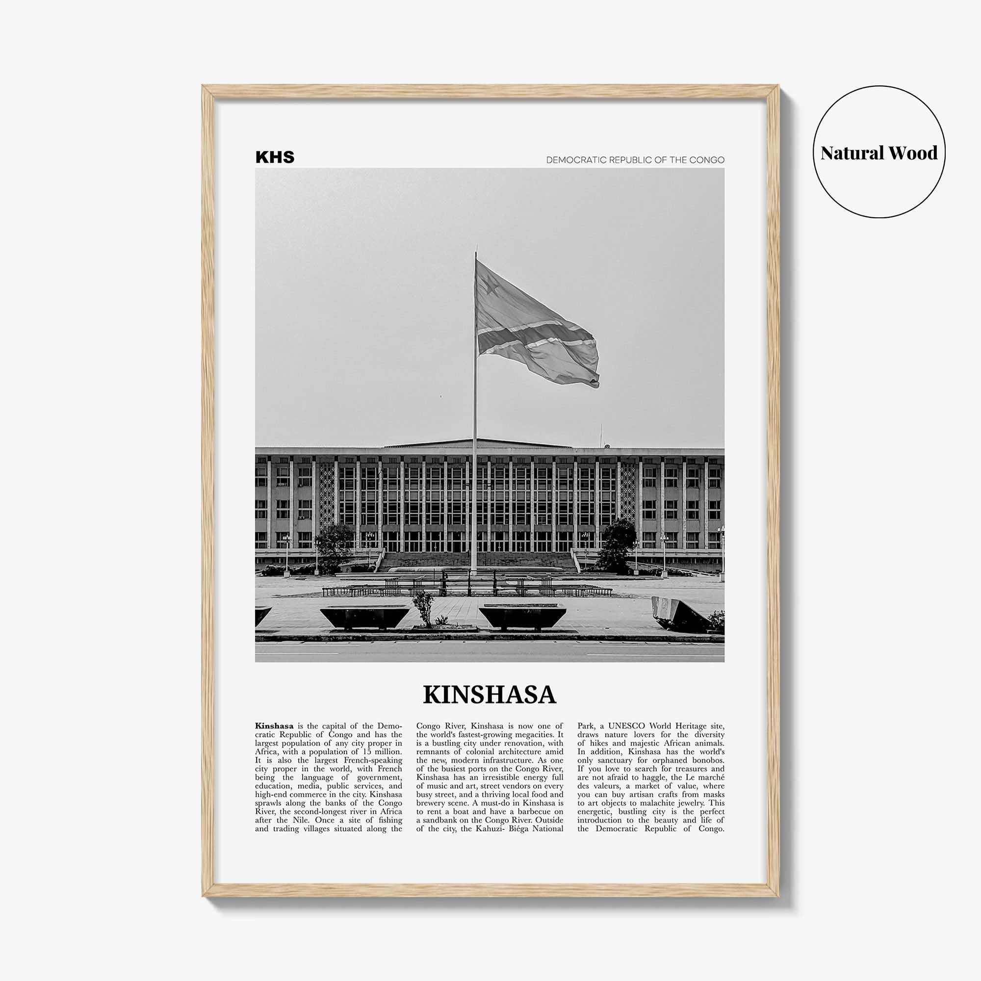 Kinshasa Print Black and White, Kinshasa Wall Art, Kinshasa Poster, Kinshasa Photo, Kinshasa Wall Décor, Ville de Kinshasa, DR Congo